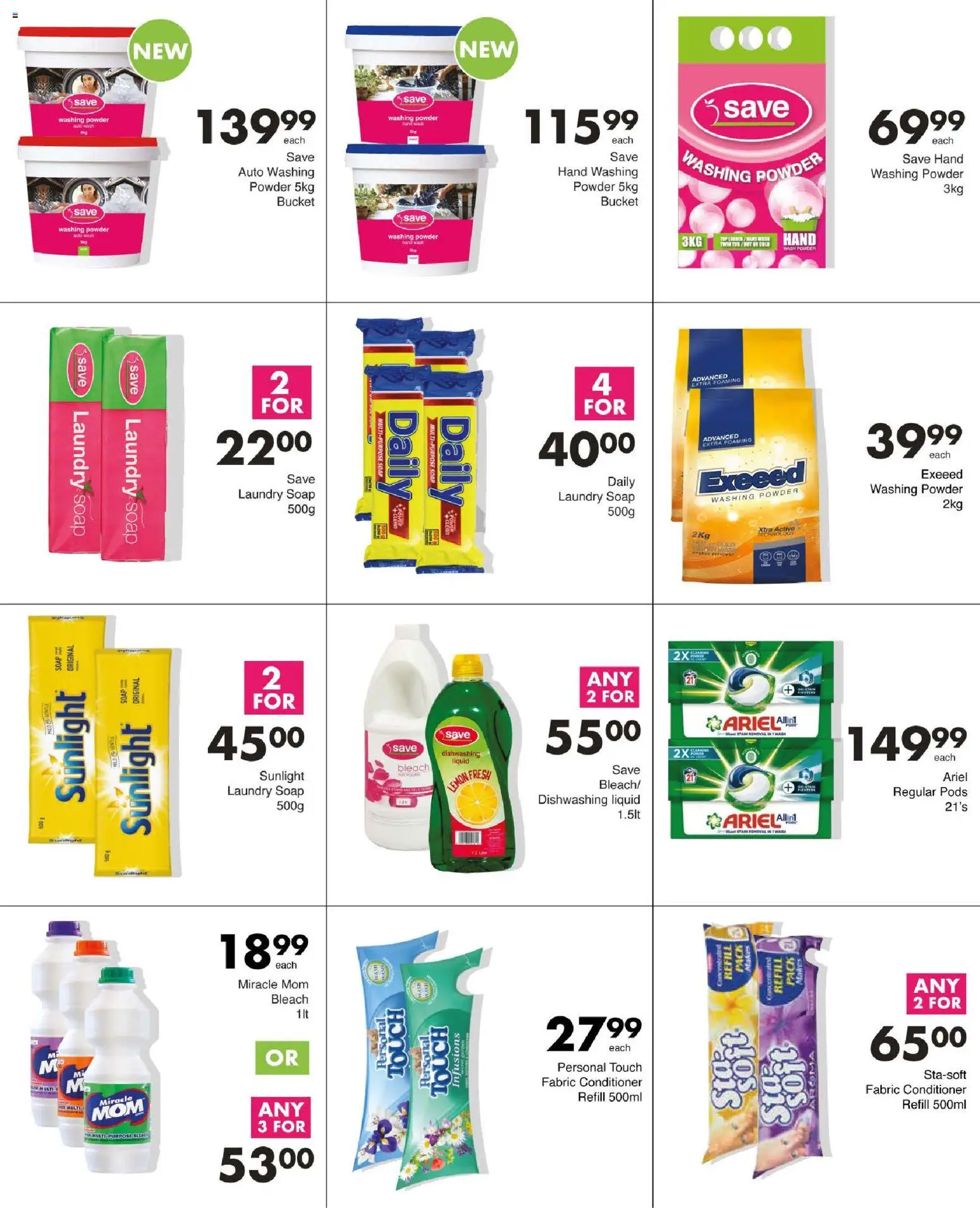 New Save catalogue – valid from 13/08/2026 | Page: 73 | Products: Bleach, Conditioner, Soap, Dishwashing liquid