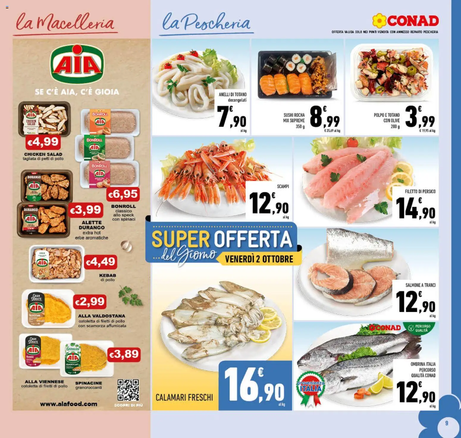 Volantino Conad del 23/09/2026 | Pagina: 9 | Prodotti: Pollo, Polpo, Olive, Totano