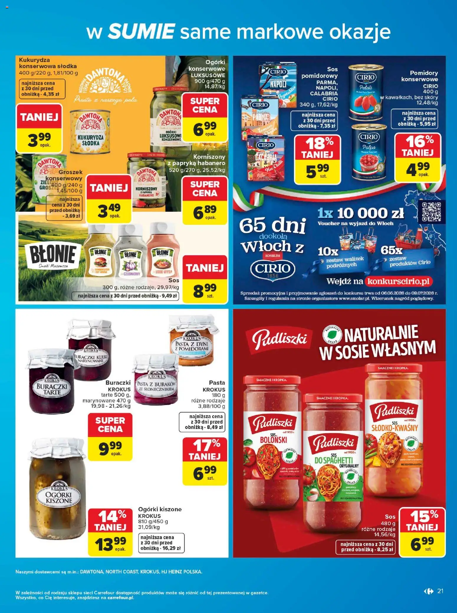 Carrefour gazetka - W sumie same markowe okazje od 08.06.2026 | Strona: 21 | Produkty: Kukurydza, Papryka, Pomidory, Ogórki