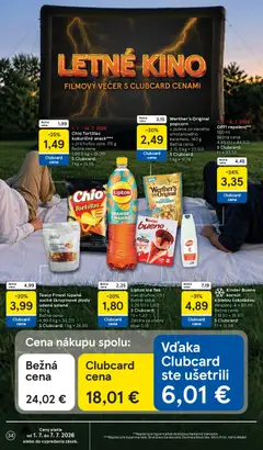 Tesco leták platný od 01.07.2026 | Strana: 34 | Produkty: Tortilla, Kinder, Kinder Bueno, Mango
