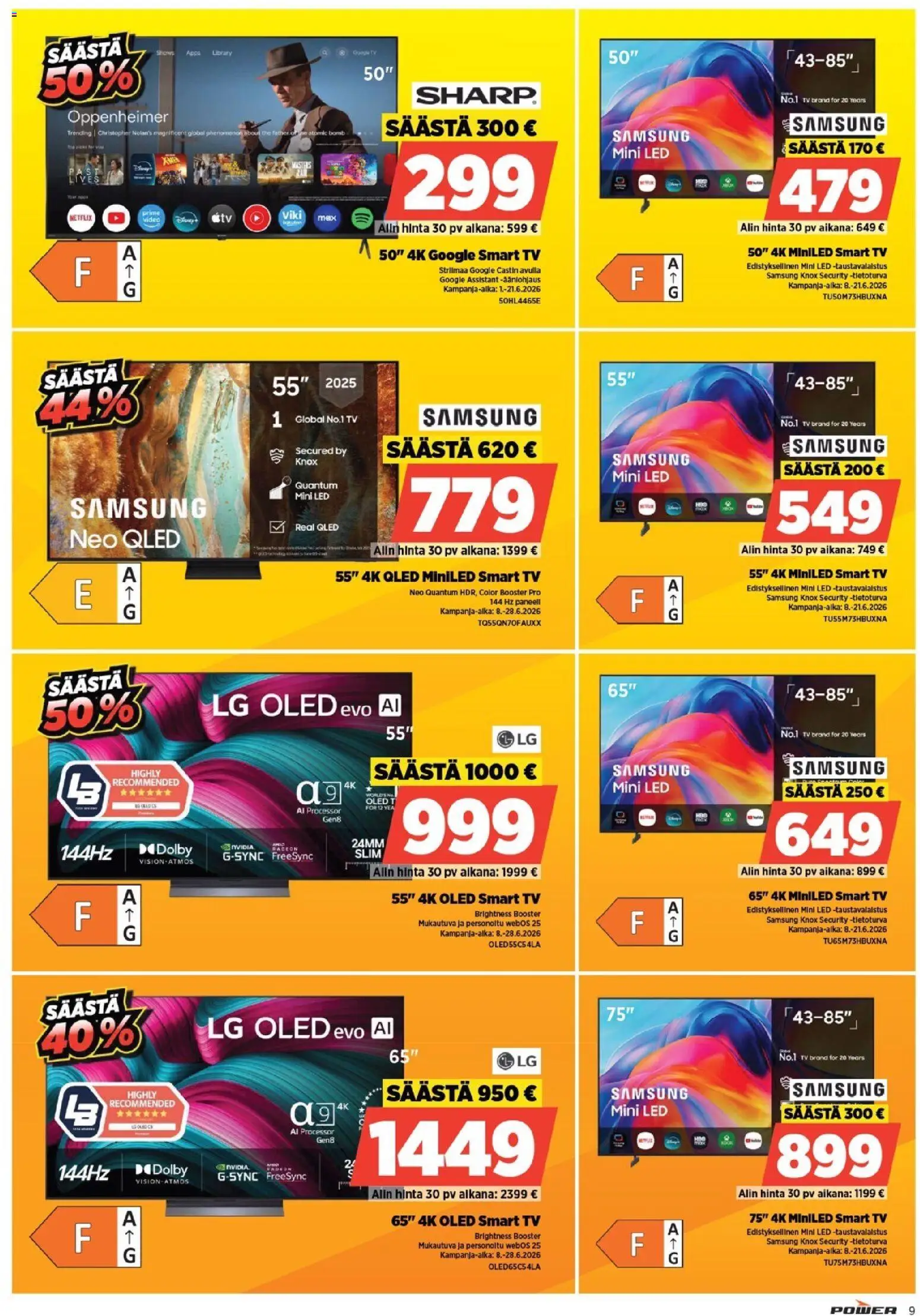 Power tarjoukset – voimassa 15.06.2026 alkaen | Sivu: 9 | Tuotteet: TV, Video
