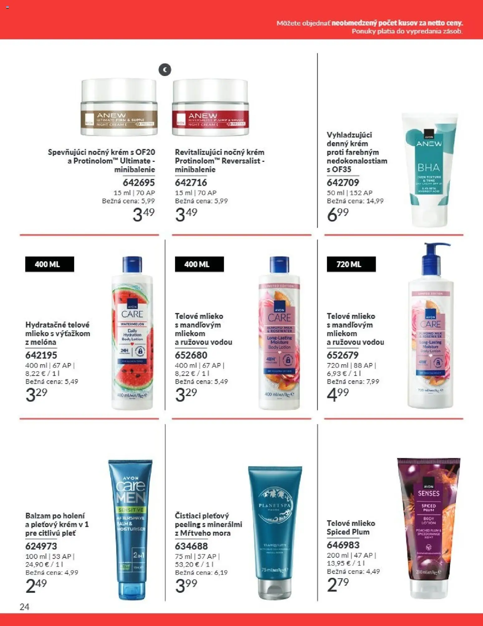 Nové Avon akcie – leták je platný od 01.08.2026 | Strana: 24 | Produkty: Mlieko, Peeling, Krém, Mila