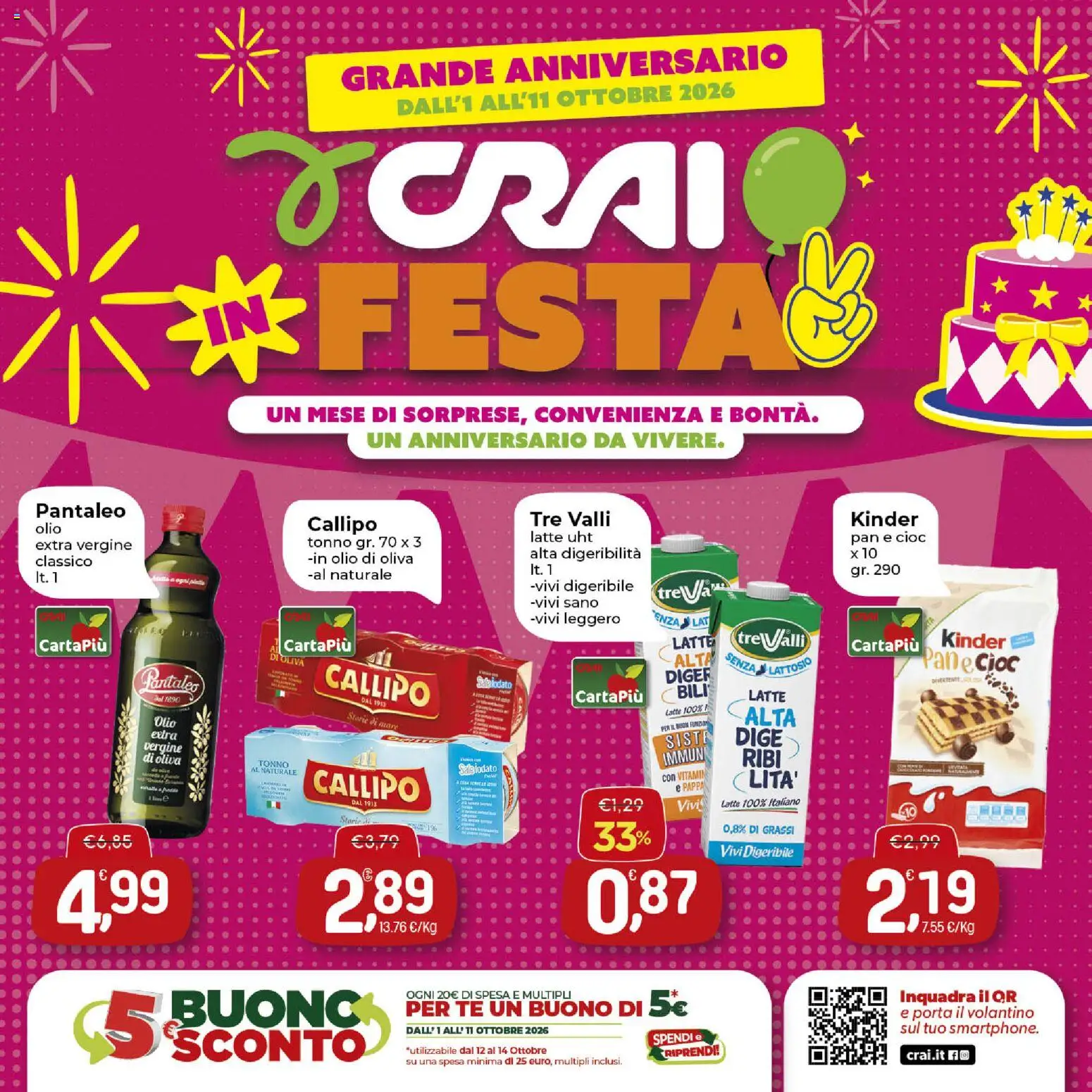 Volantino CRAI del 01/10/2026 | Pagina: 1 | Prodotti: Porta, Latte, Tonno, Senza lattosio