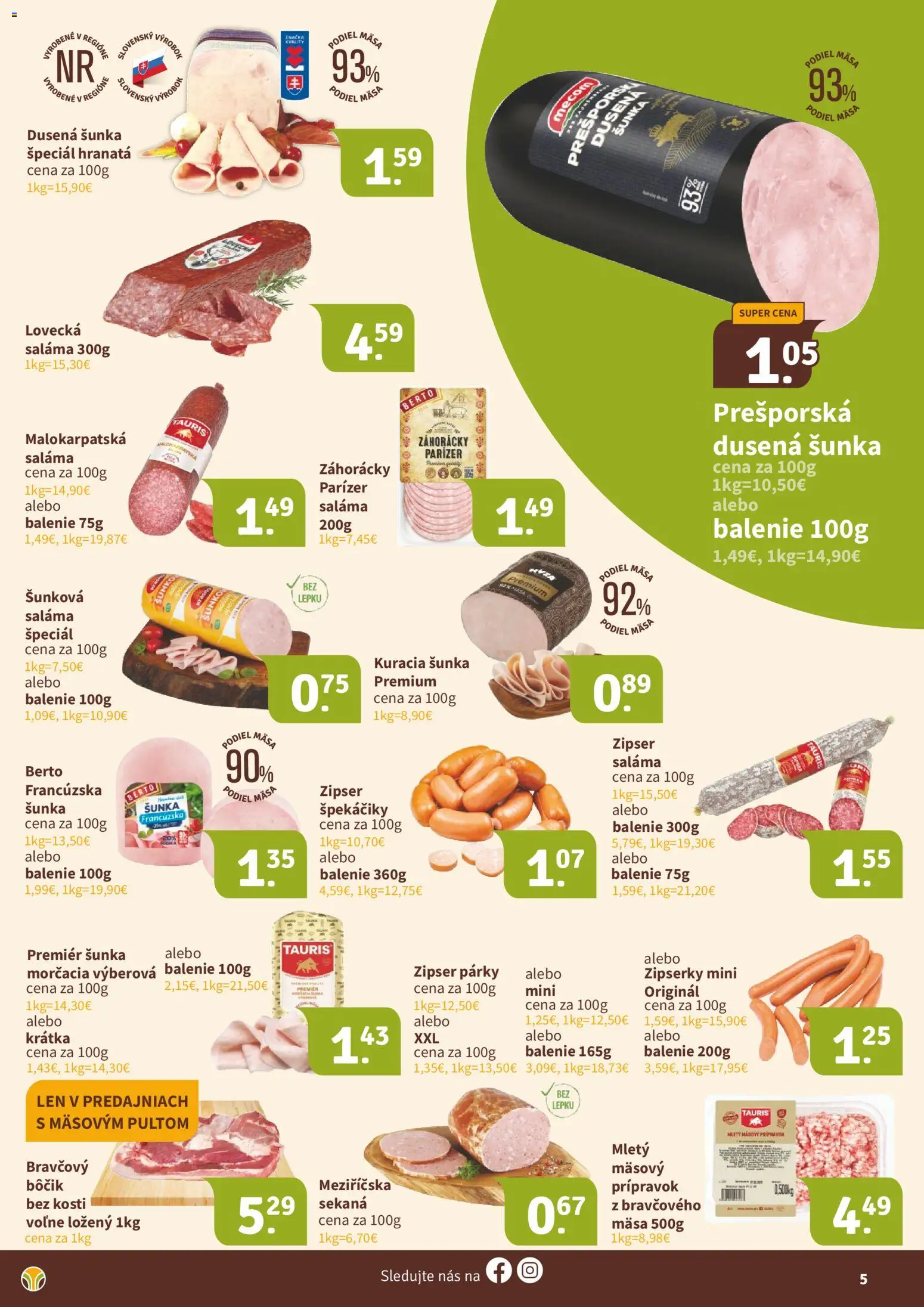 Nové Nitrazdroj akcie – leták je platný od 16.10.2026 | Strana: 5 | Produkty: Kuracia šunka, Párky, Špekáčiky, Bôčik