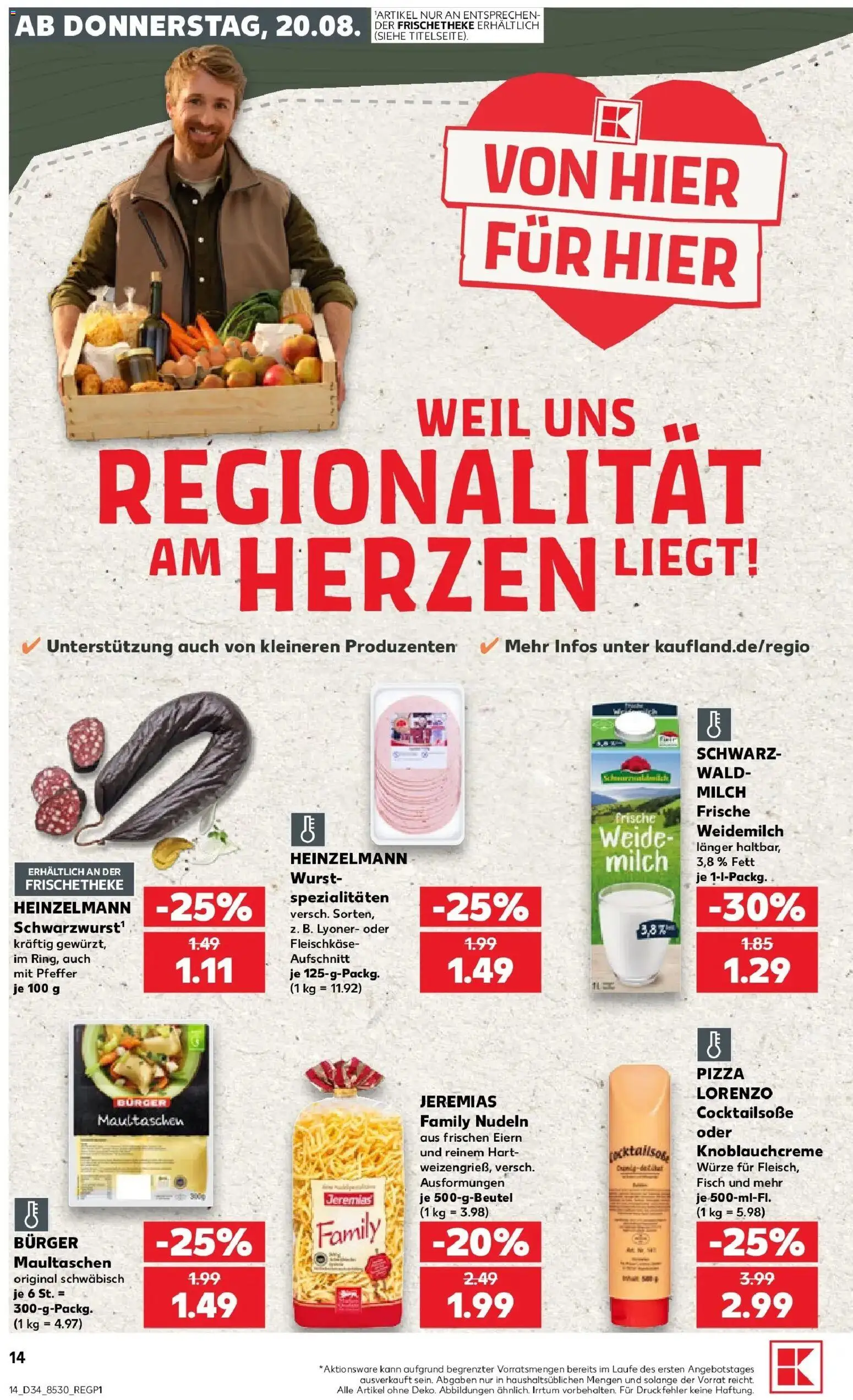 Prospekt Kaufland ab 17.08.2026 » Angebote Online zum Blättern | Seite: 25 | Produkte: Milch, Burger, Fisch, Wurst