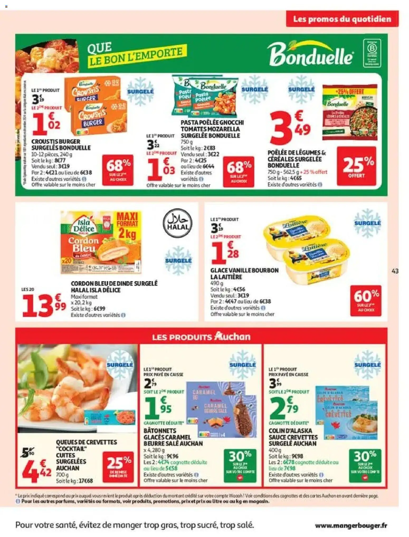 {H1} | Page: 43 | Produits: Mozzarella, Tomates, Cordon bleu, Céréales