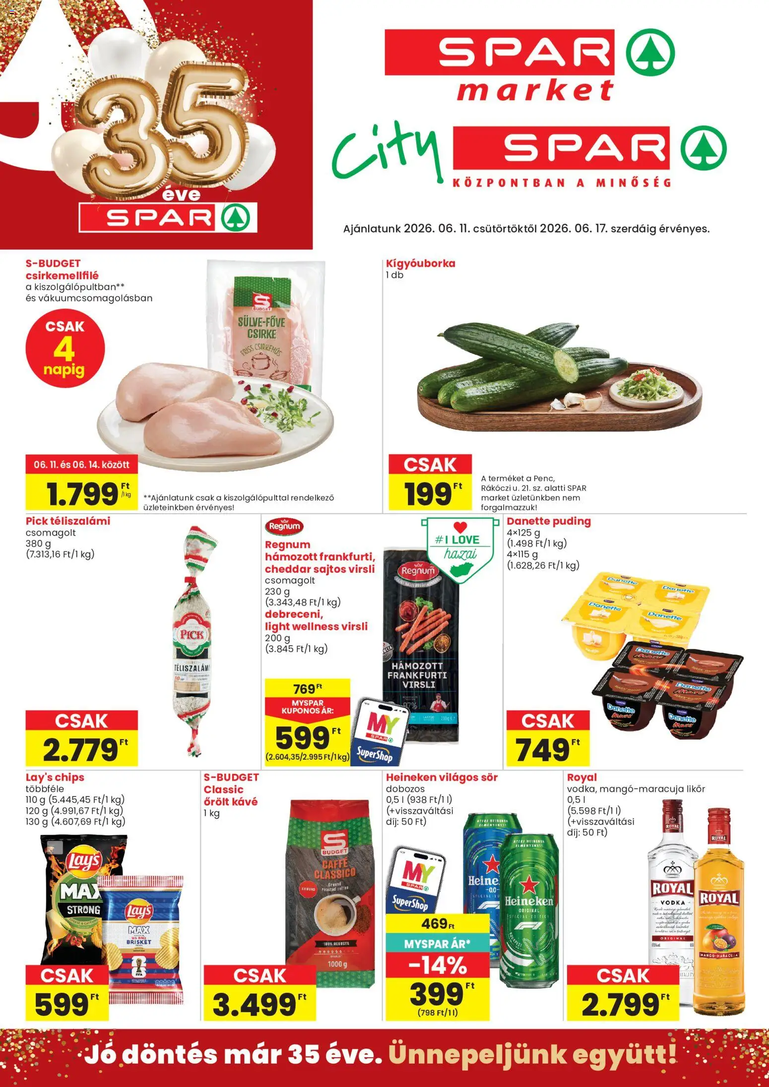 Spar akciós ujság - amely érvényes a következő dátumtól: 11.06.2026 | Oldal: 1 | Termékek: Kávé, Őrölt kávé, Cheddar, Likőr