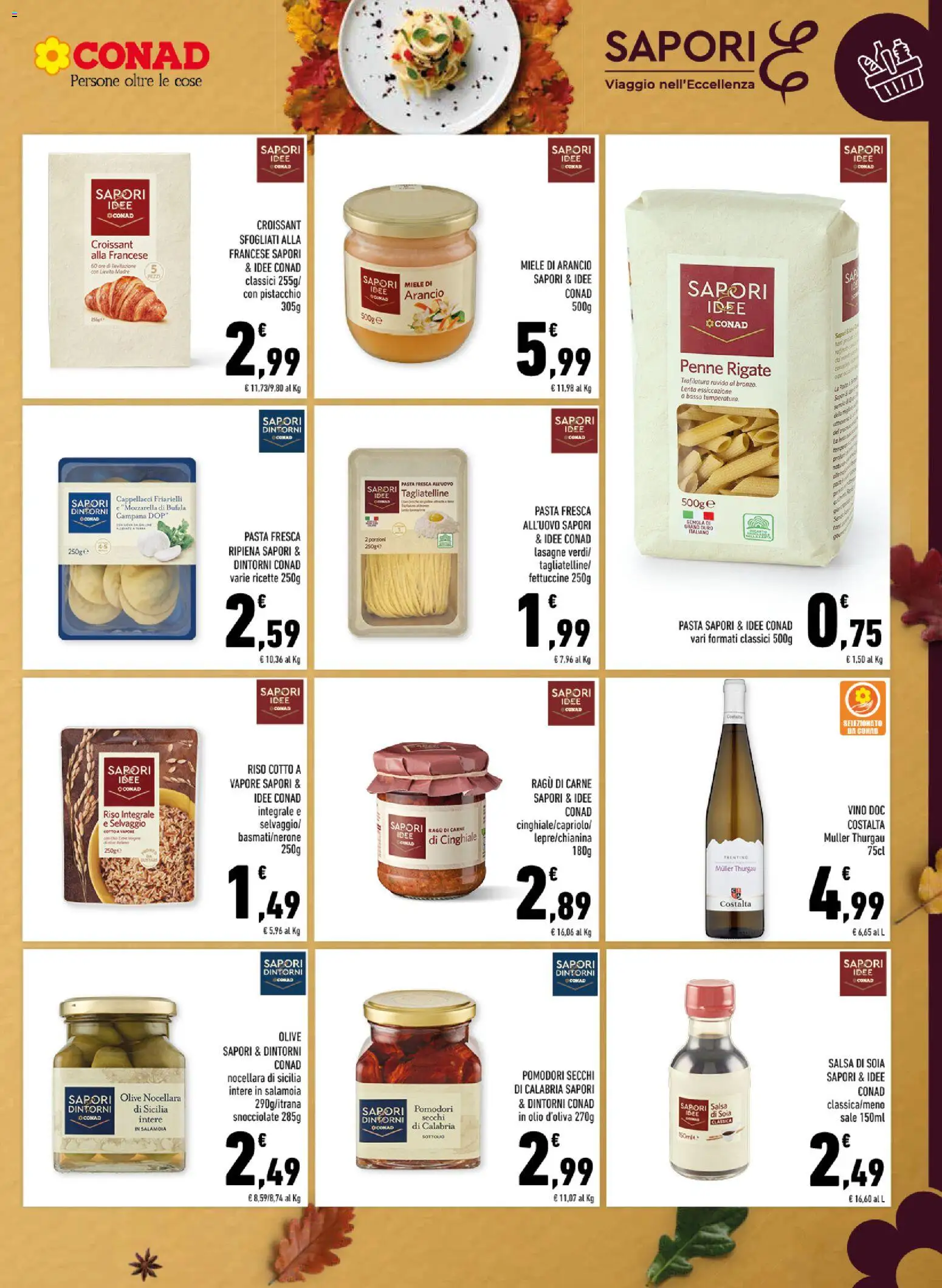 Volantino Conad del 09/09/2026 | Pagina: 9 | Prodotti: Vino, Penne, Riso integrale, Fettuccine