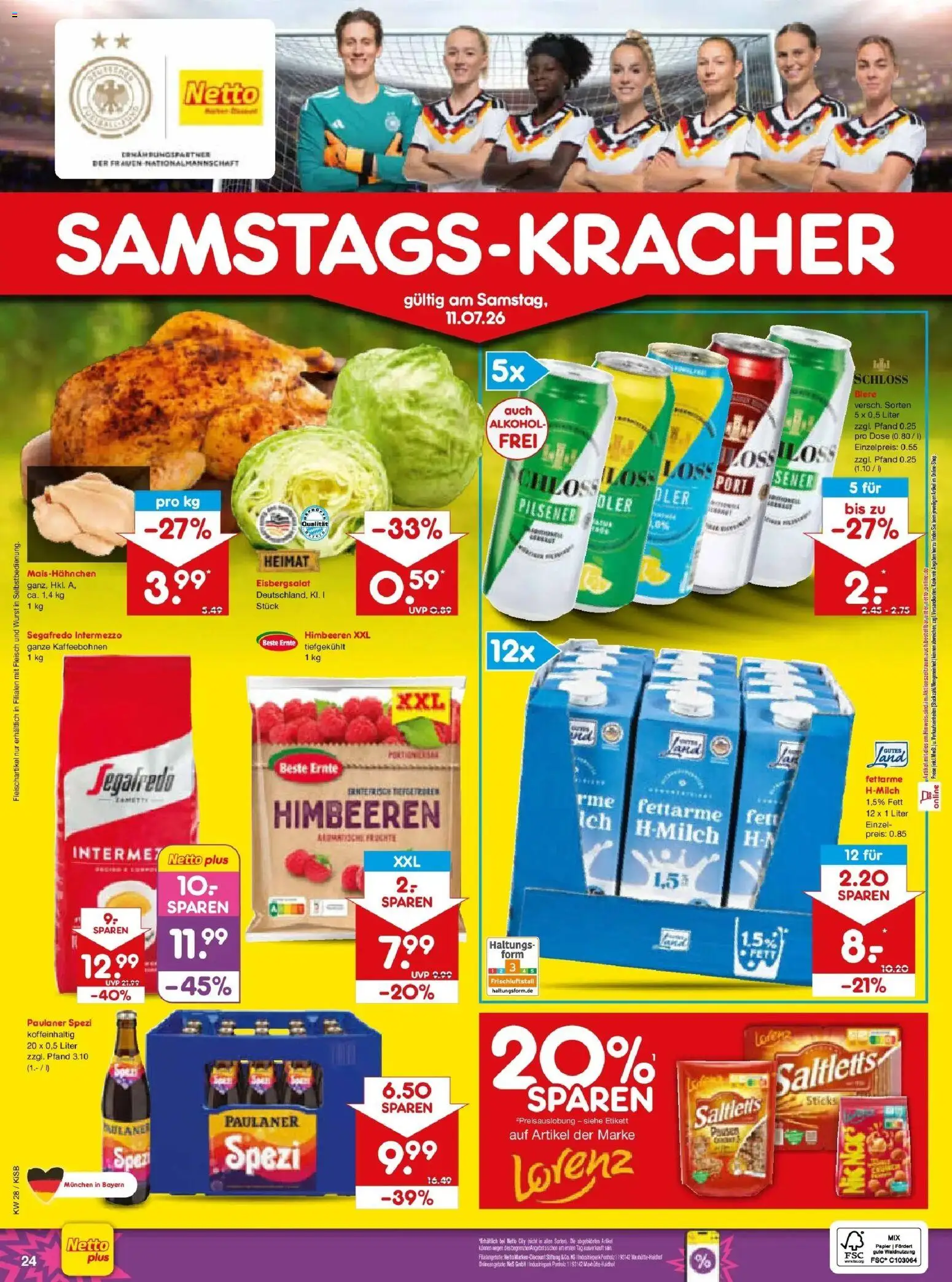 Netto Marken-Discount - Netto: Wochenangebote – gültig ab 05.07.2026 | Seite: 40 | Produkte: Paulaner spezi, Eisbergsalat, Fleisch, Segafredo