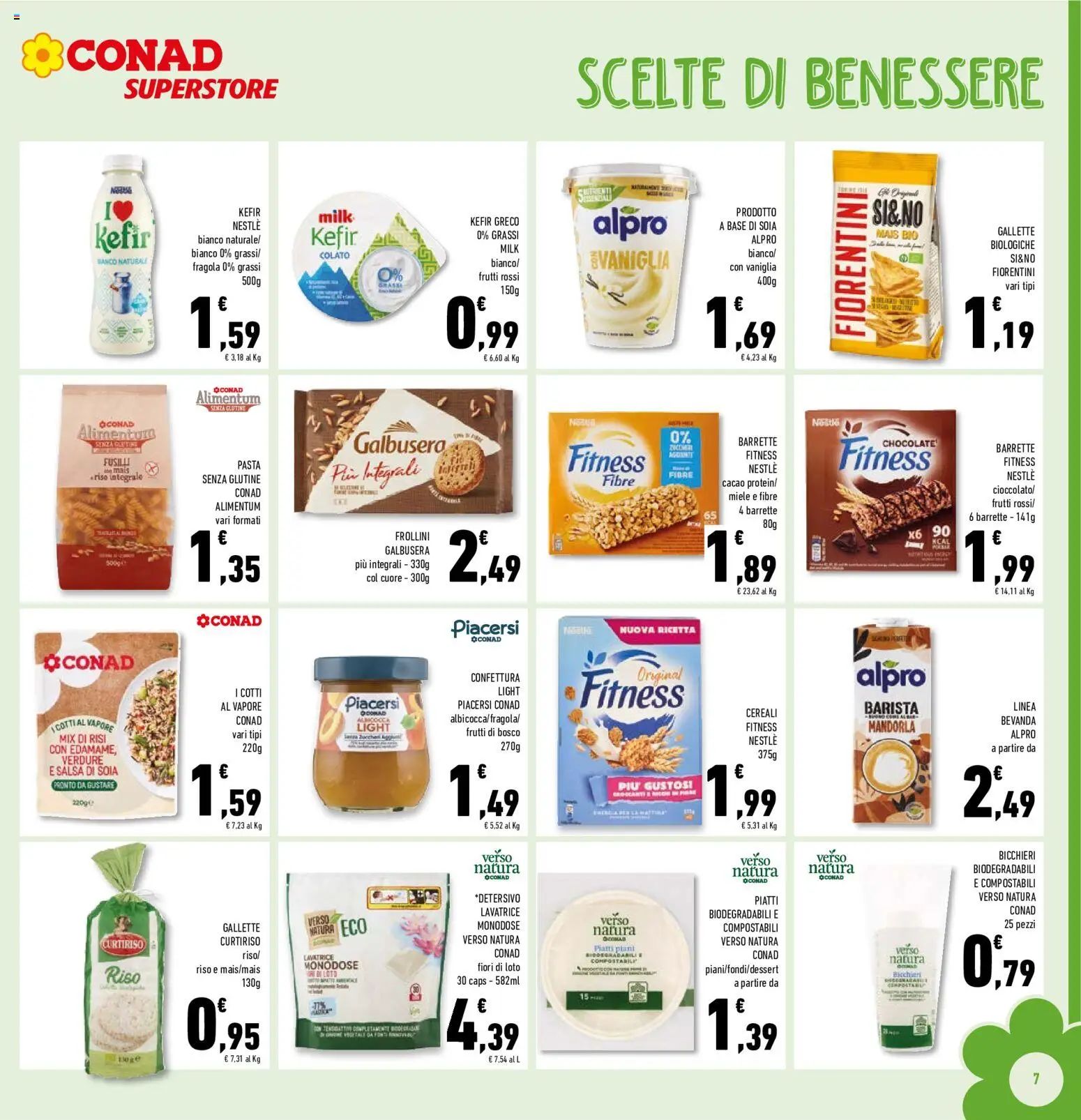 Volantino Conad del 12/08/2026 | Pagina: 7 | Prodotti: Senza glutine, Verdure, Fusilli, Fiori