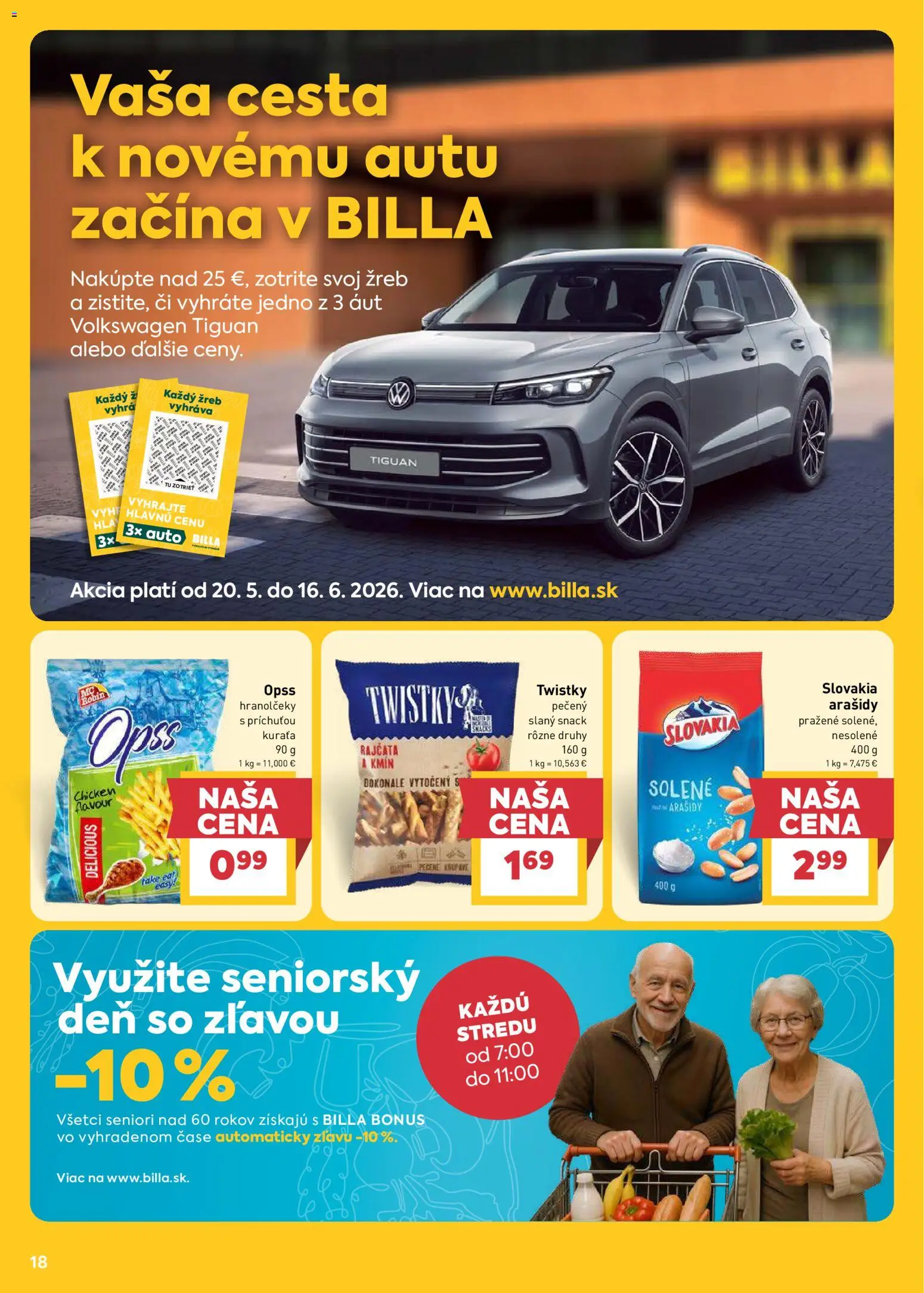 Nové Billa akcie – leták je platný od 27.05.2026 | Strana: 18 | Produkty: Arašidy