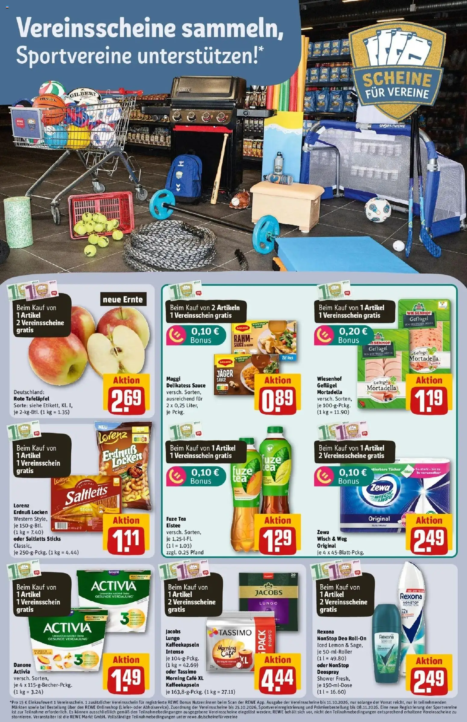 REWE Prospekt ab 28.09.2026 zum Blättern » Angebote | Seite: 11 | Produkte: Activia, Fuze tea, Zewa, Tassimo