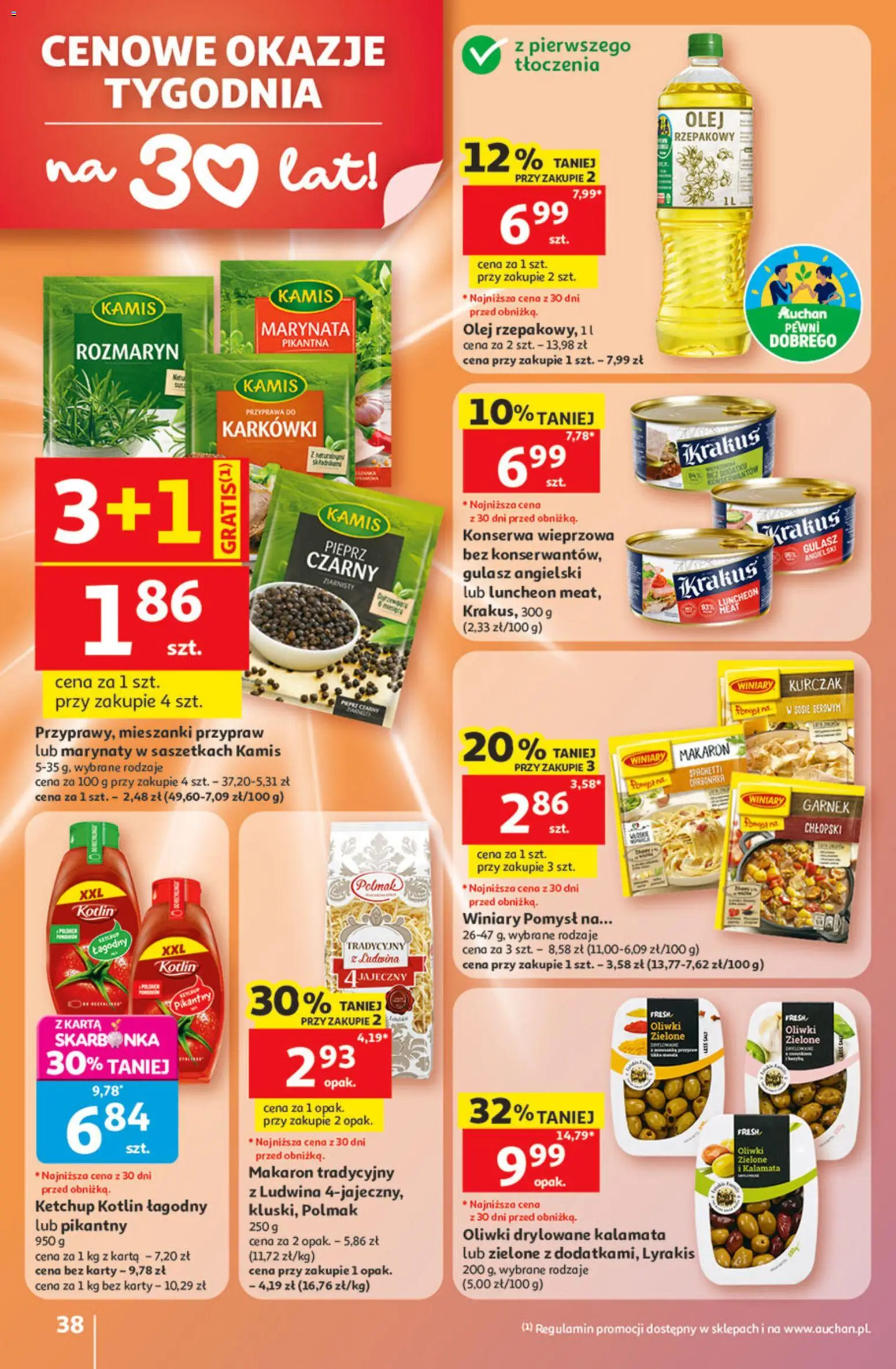 Auchan gazetka - 30 Lat Hipermarket od 21.05.2026 | Strona: 38 | Produkty: Karta, Kurczak, Gulasz, Pieprz