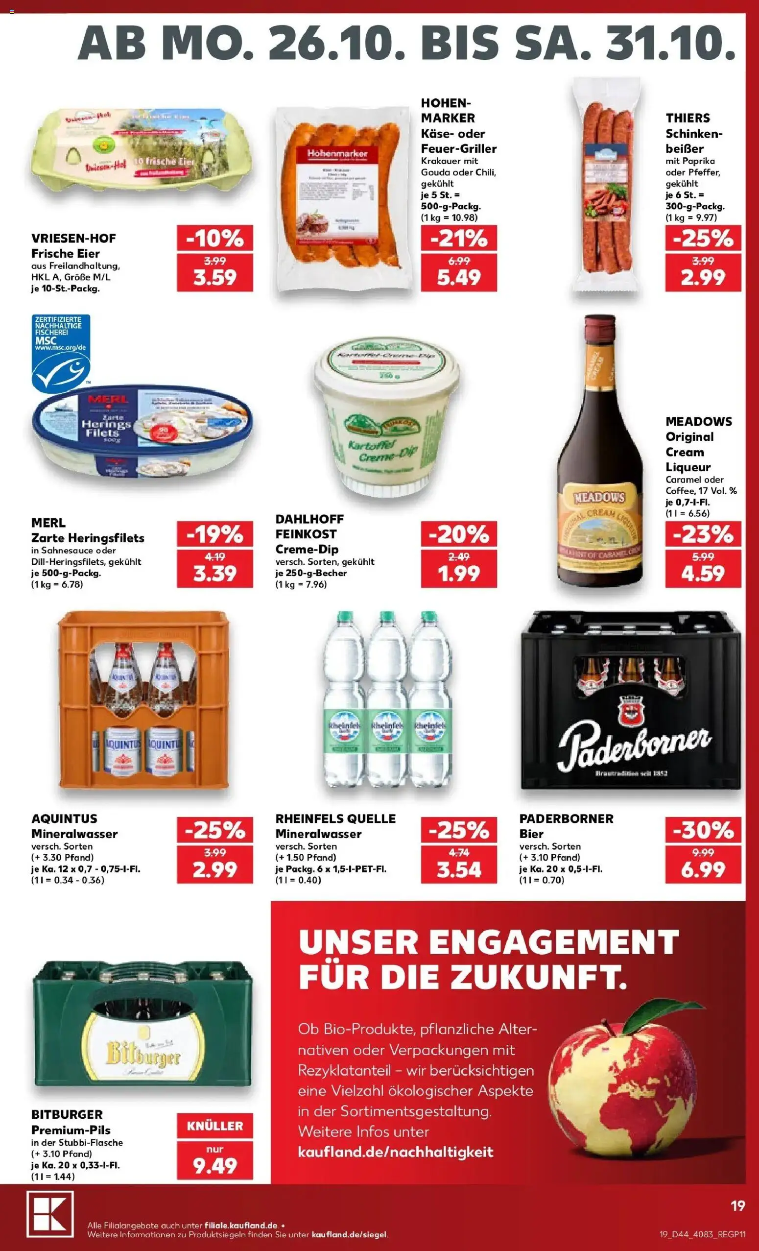Prospekt Kaufland ab 26.10.2026 » Angebote Online zum Blättern | Seite: 23 | Produkte: Gouda, Mineralwasser, Schinken, Rheinfels quelle