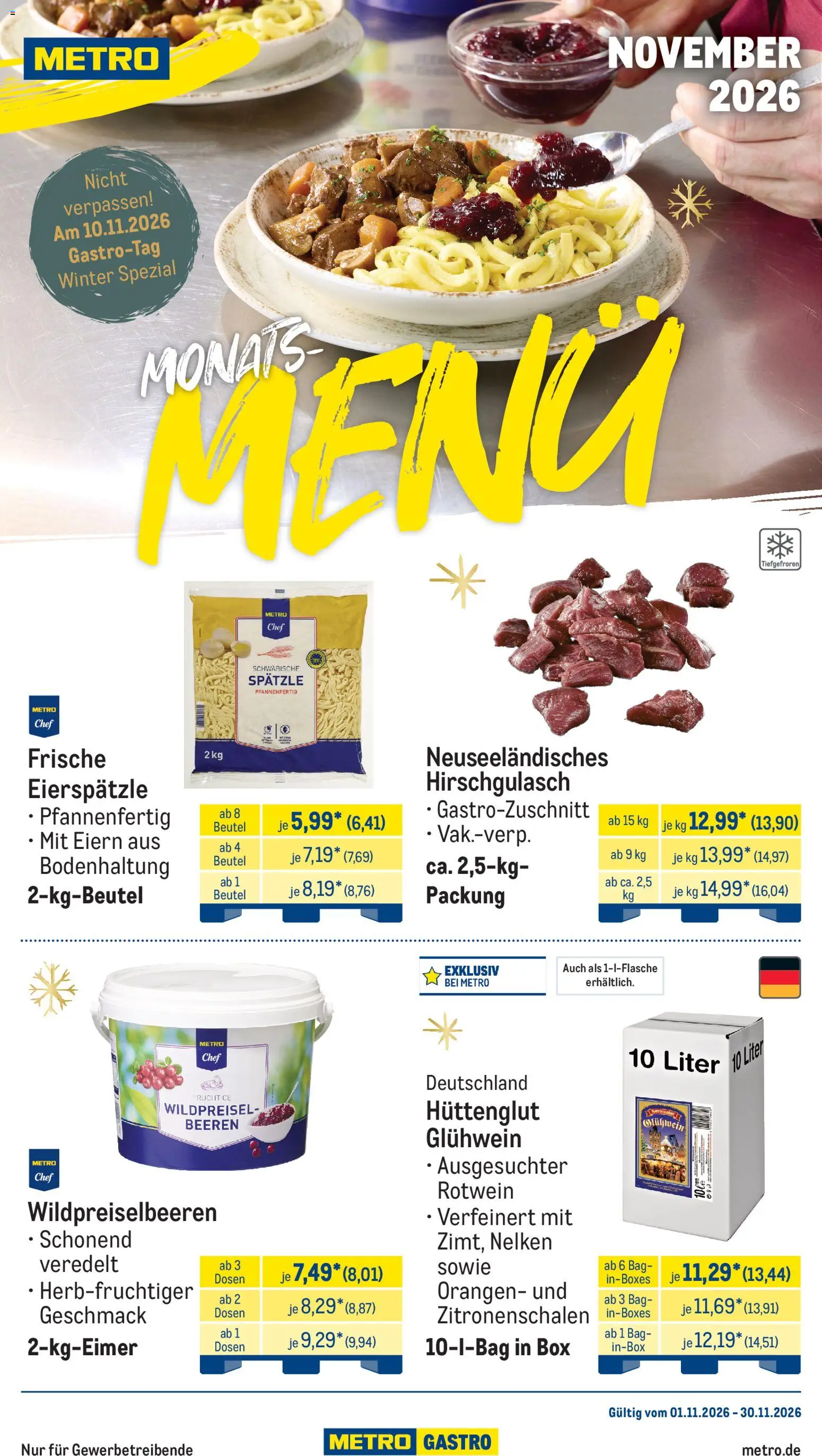 Metro Monats-Menü – gültig ab 01.11.2026 | Seite: 1 | Produkte: Rotwein, Box, Orangen