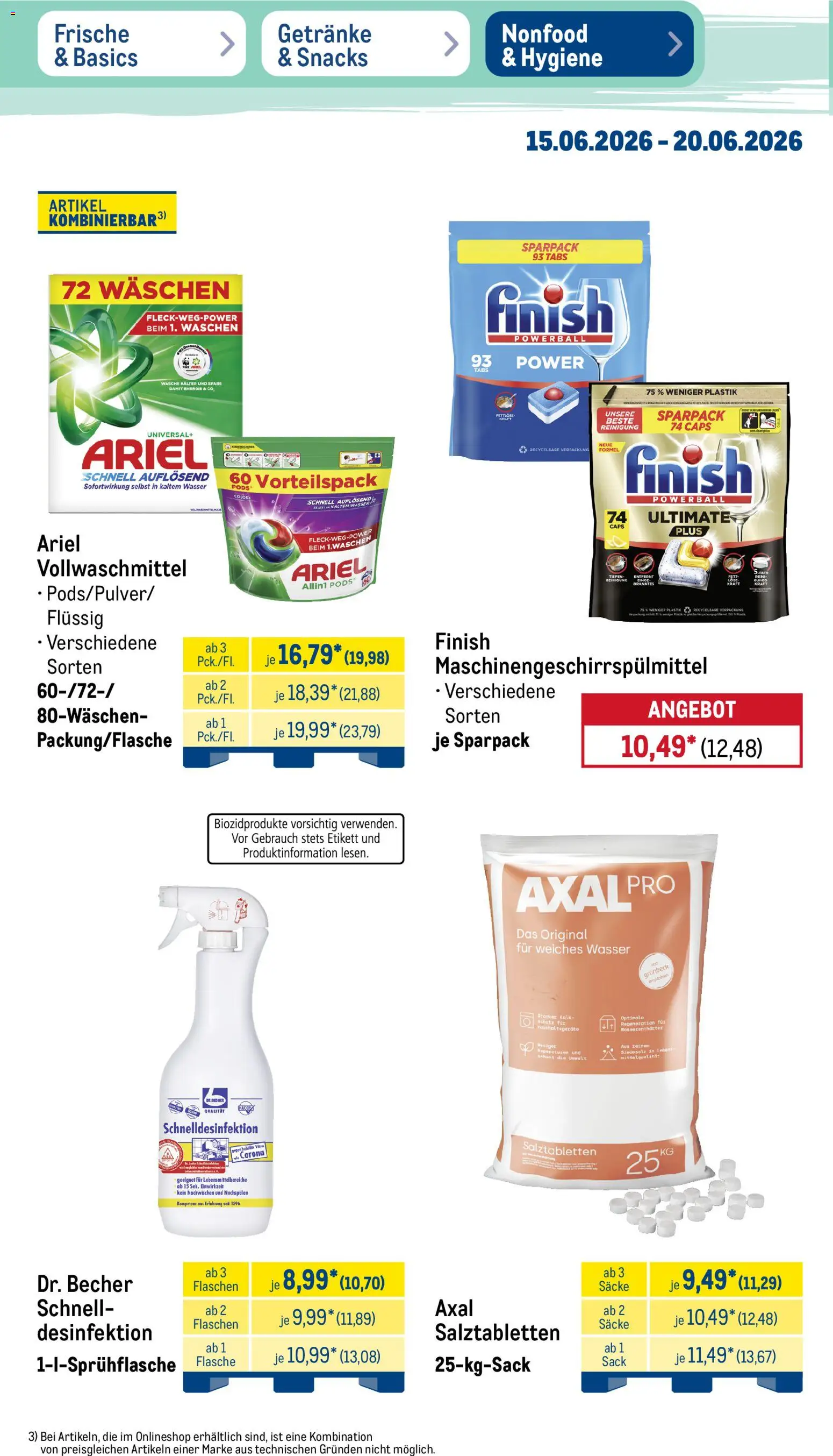 Metro Prospekt – gültig ab 15.06.2026 | Seite: 44 | Produkte: Ariel, Finish, Wasser