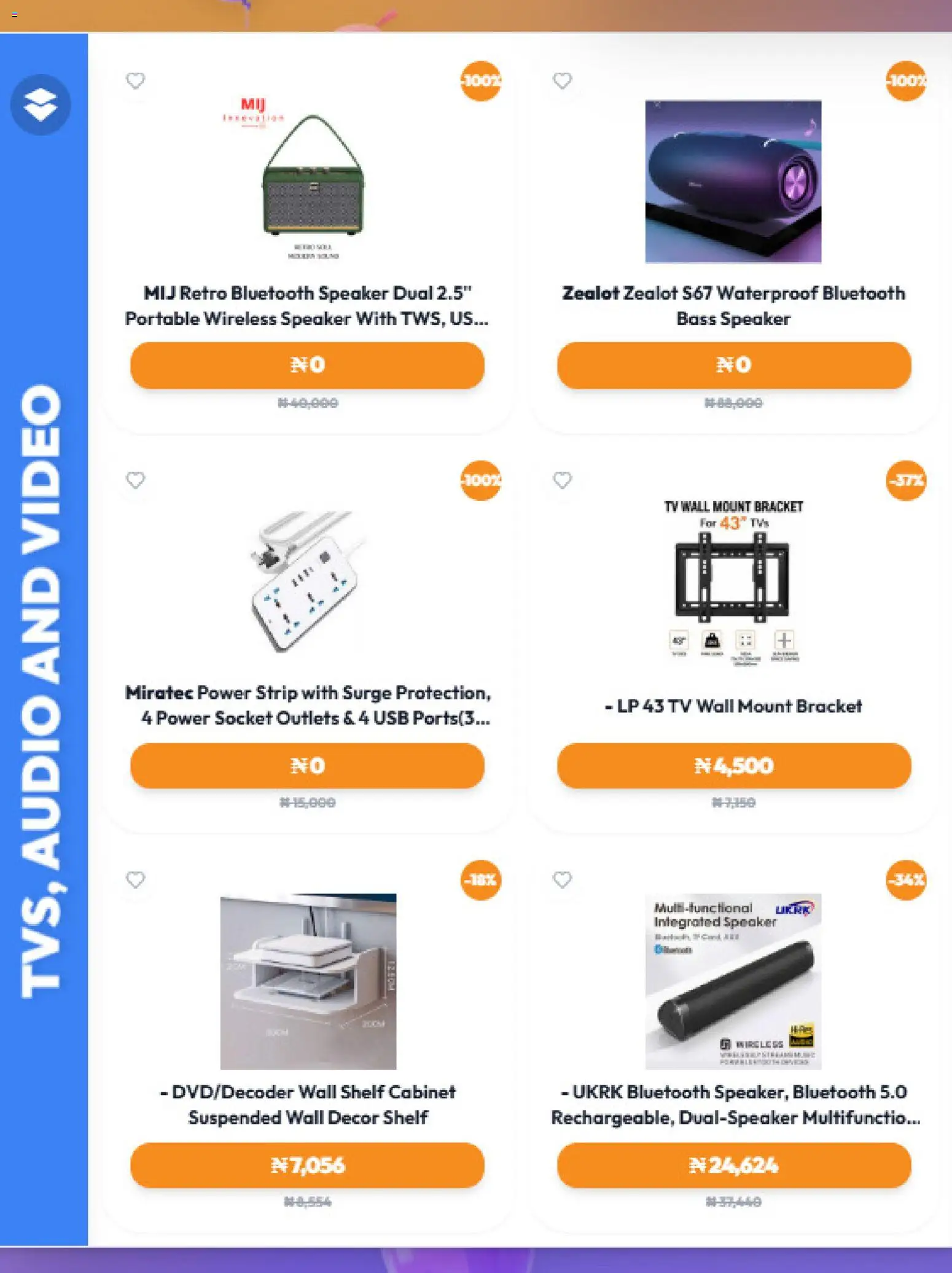Jumia Catalogue valid from 08/09/2026 | Page: 18 | Products: Speaker, Tv, Bluetooth speaker, Shelf