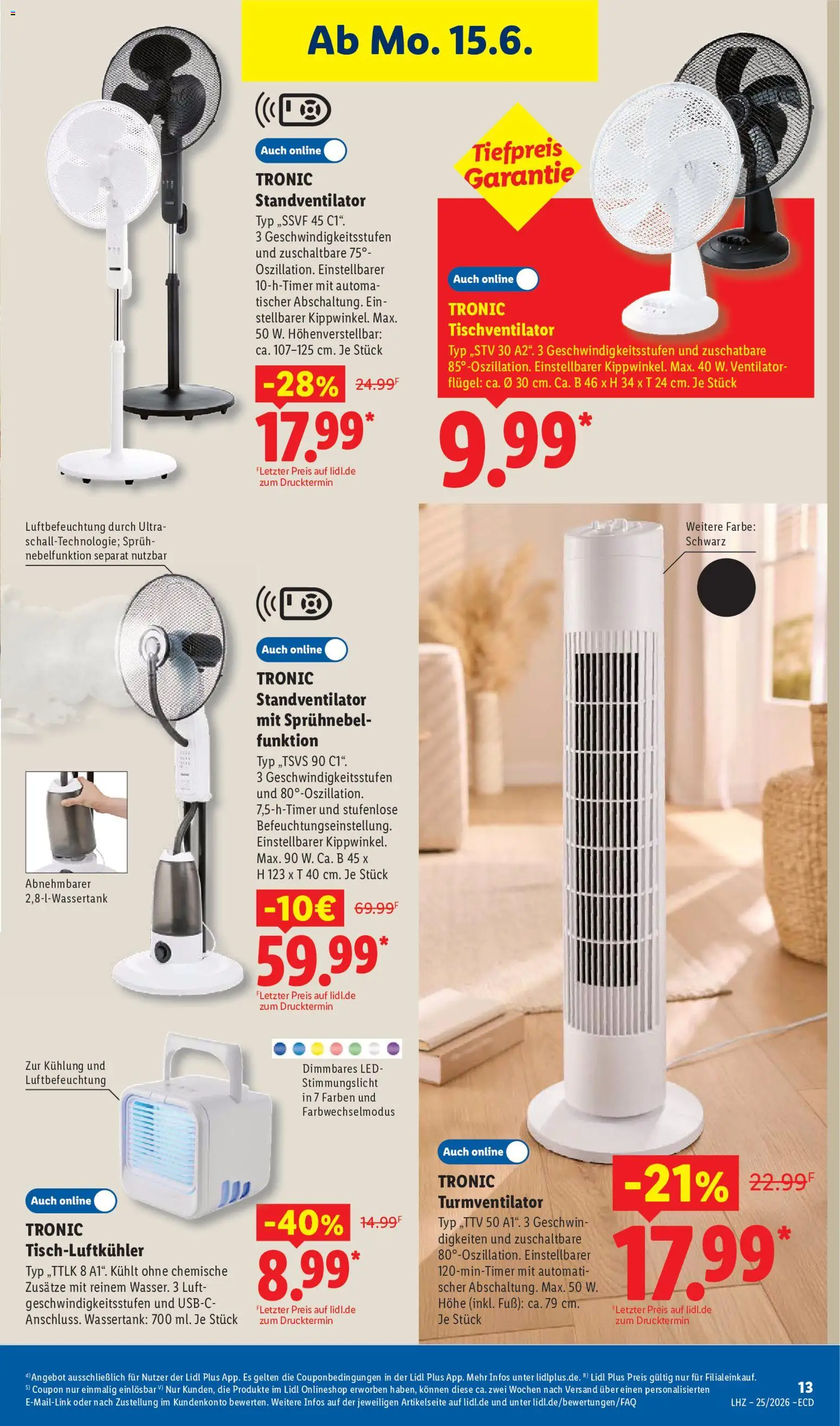 Lidl Německo leták od 15.06.2026 | Strana: 23 | Produkty: Ventilátor, LED
