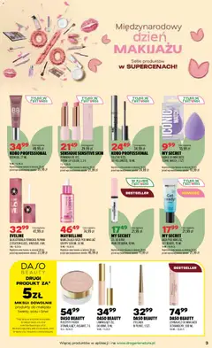 Pogląd oferty "Drogerie Natura gazetka" - ważna od 22.09.2026 | Strona: 3 | Produkty: Pomadka, Puder, Tusz do rzęs, Eyeliner