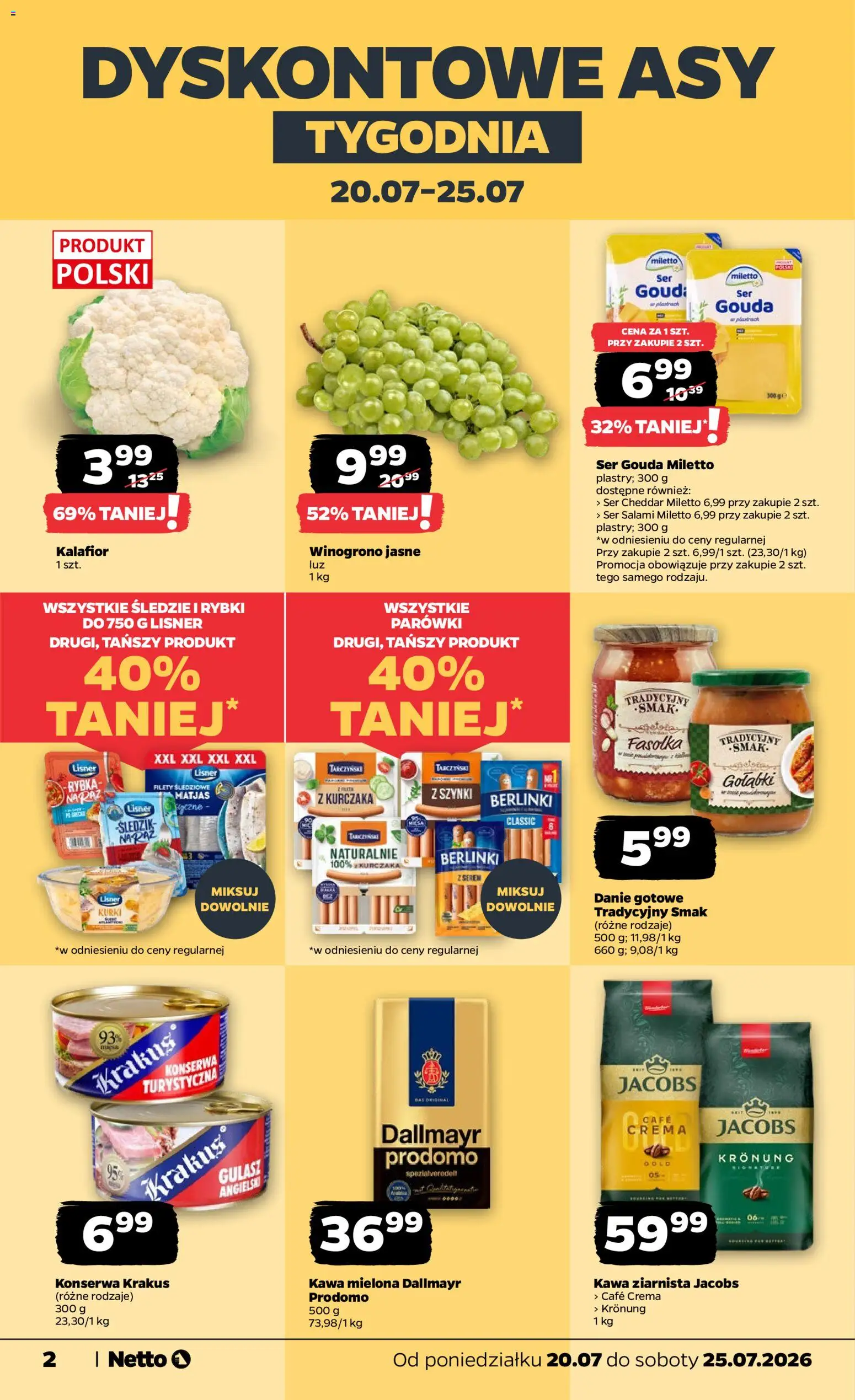 Netto gazetka od poniedziałku od 20.07.2026 | Strona: 2 | Produkty: Konserwa turystyczna, Dallmayr, Kawa ziarnista, Kawa mielona