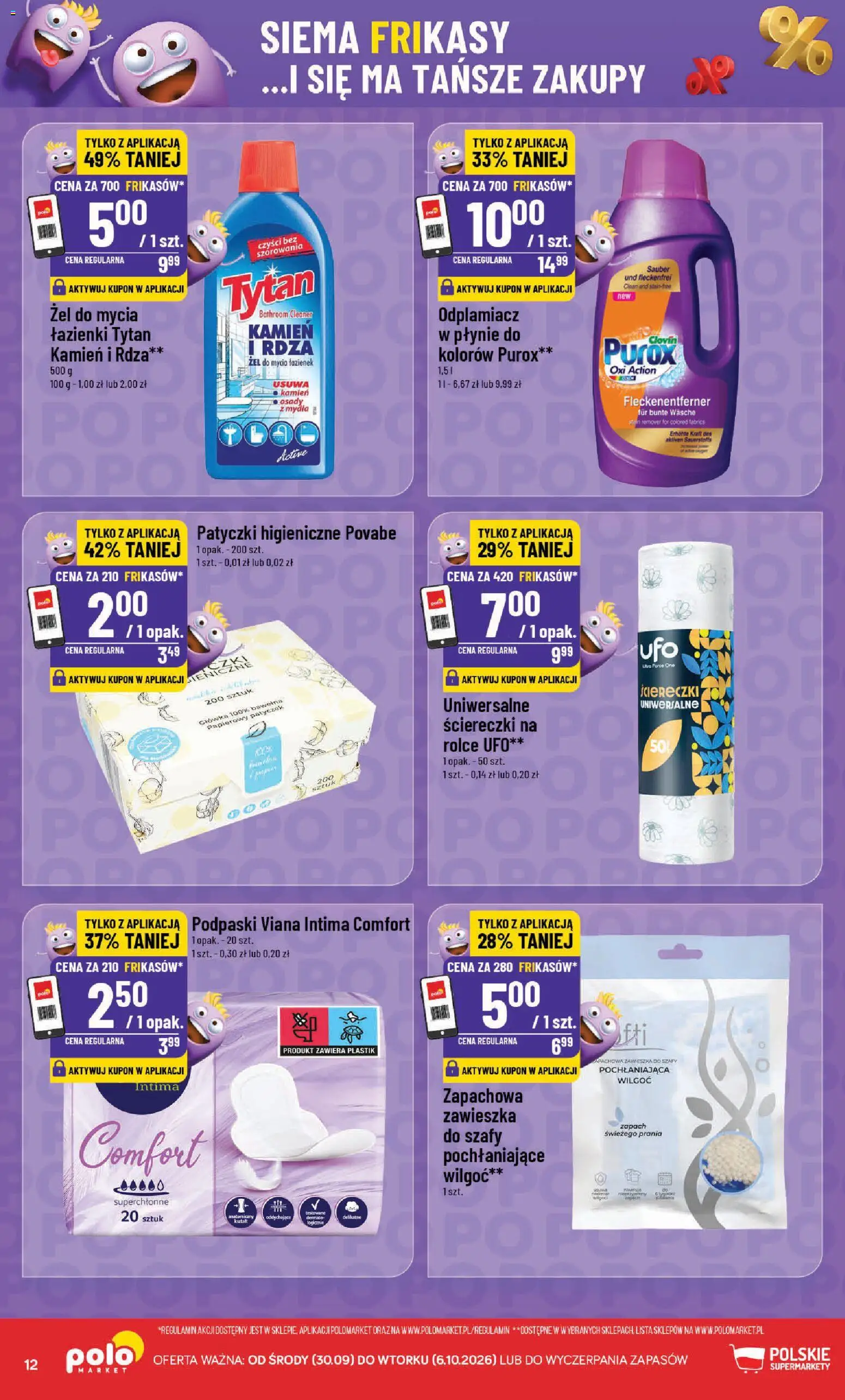 POLOmarket gazetka - Frikasowe Hity od 30.09.2026 | Strona: 12 | Produkty: Ściereczki, Podpaski, Zapach, Odplamiacz