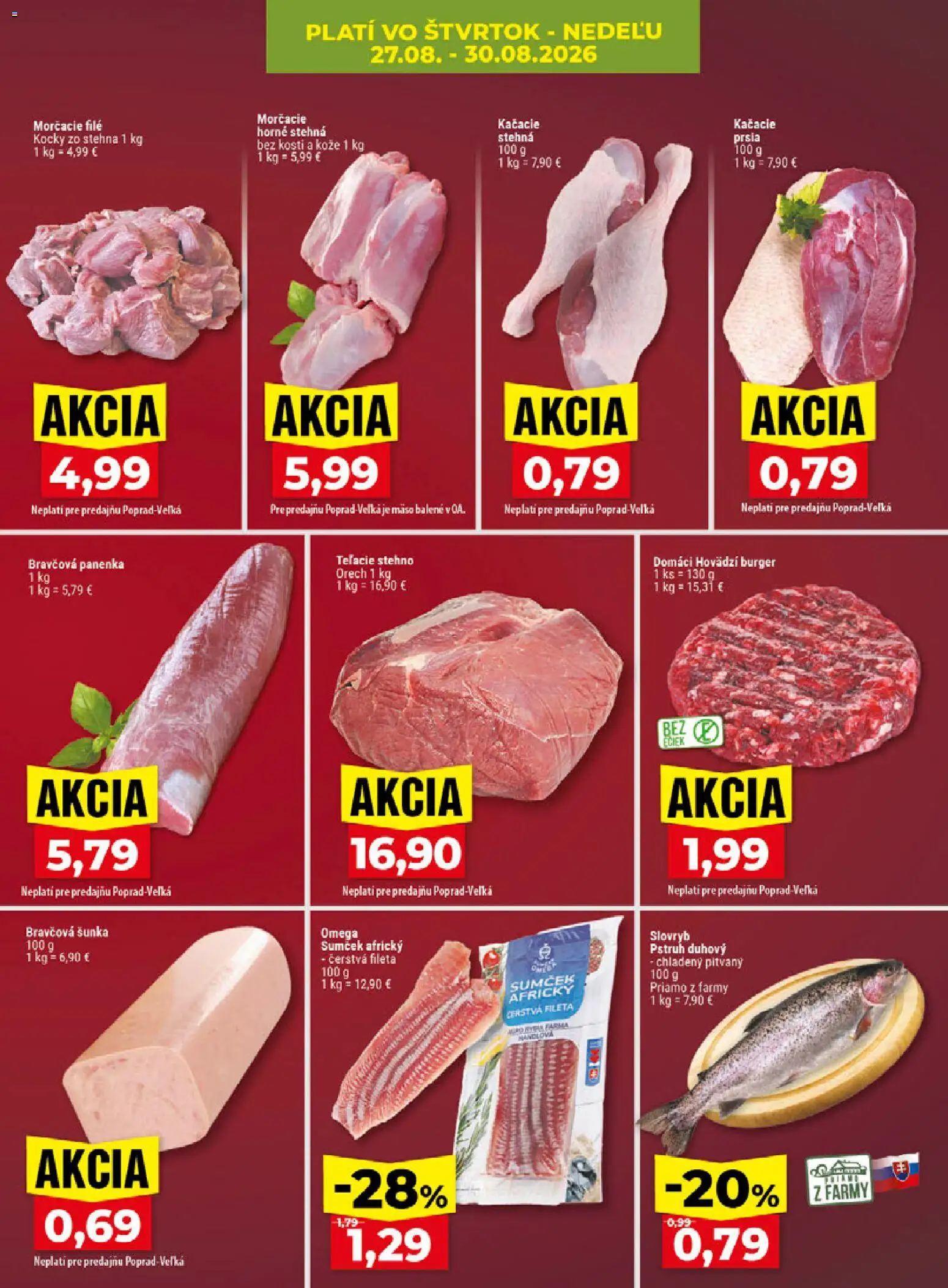 Nové Klas akcie – leták je platný od 24.08.2026 | Strana: 28 | Produkty: Filé, Bravčová panenka, Omega, Stehná