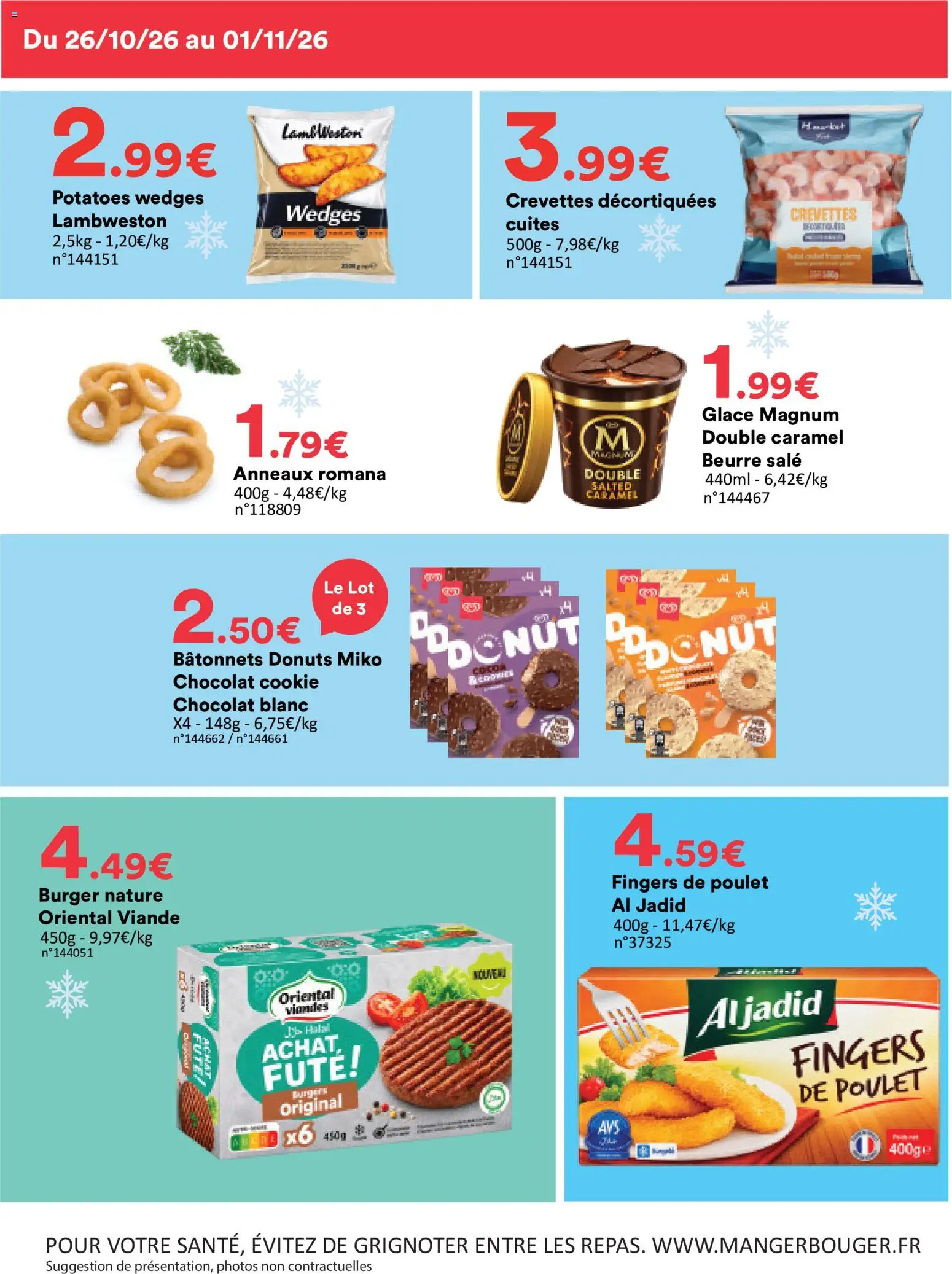 {H1} | Page: 5 | Produits: Chocolat blanc, Glace Magnum, Poulet, Burger