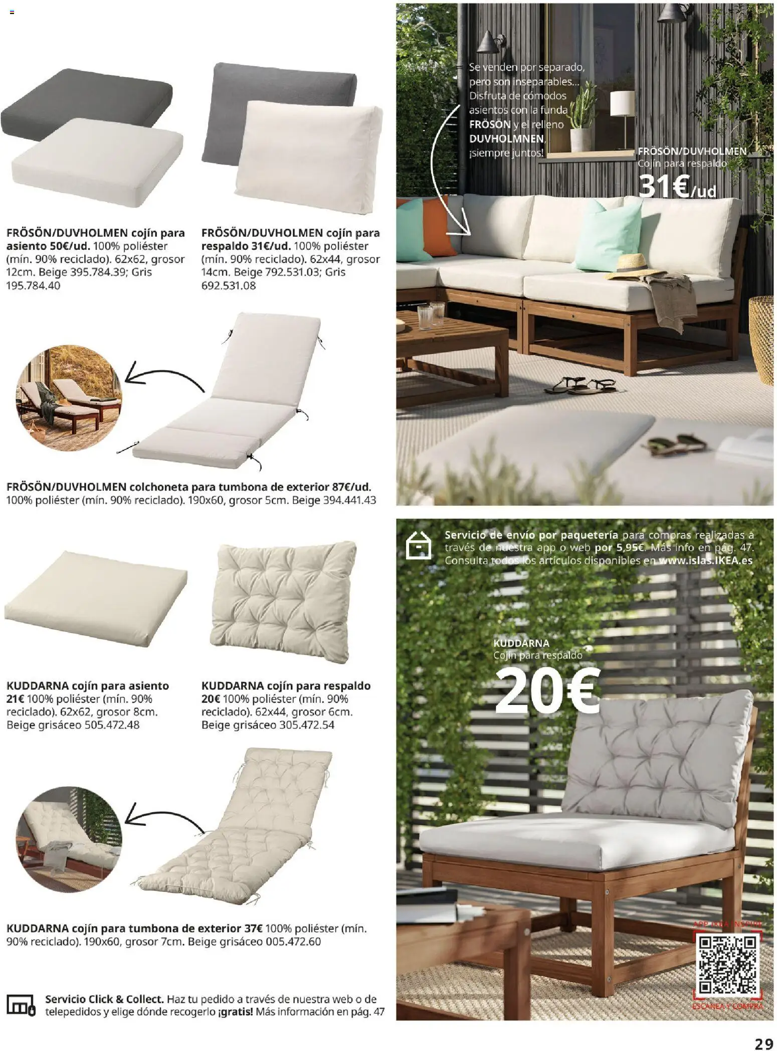 Catálogo IKEA Muebles de exterior │ válido desde el 17/12/2025 | Página: 29 | Productos: Funda, Tumbona, Cojín, Colchoneta