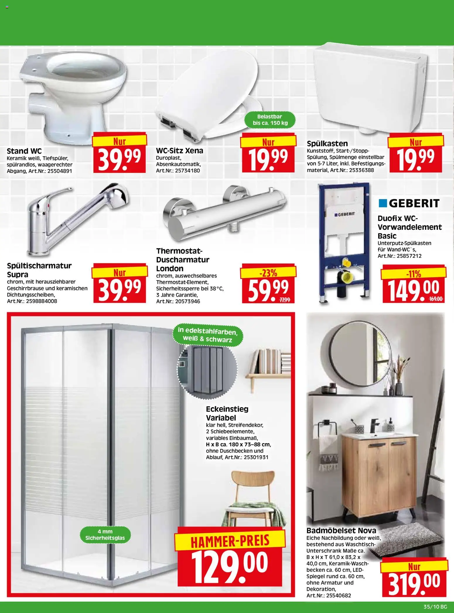 HERKULES Bau & Garten – gültig ab 24.08.2026 | Seite: 10 | Produkte: Armatur, Waschtisch, Duscharmatur, Unterschrank
