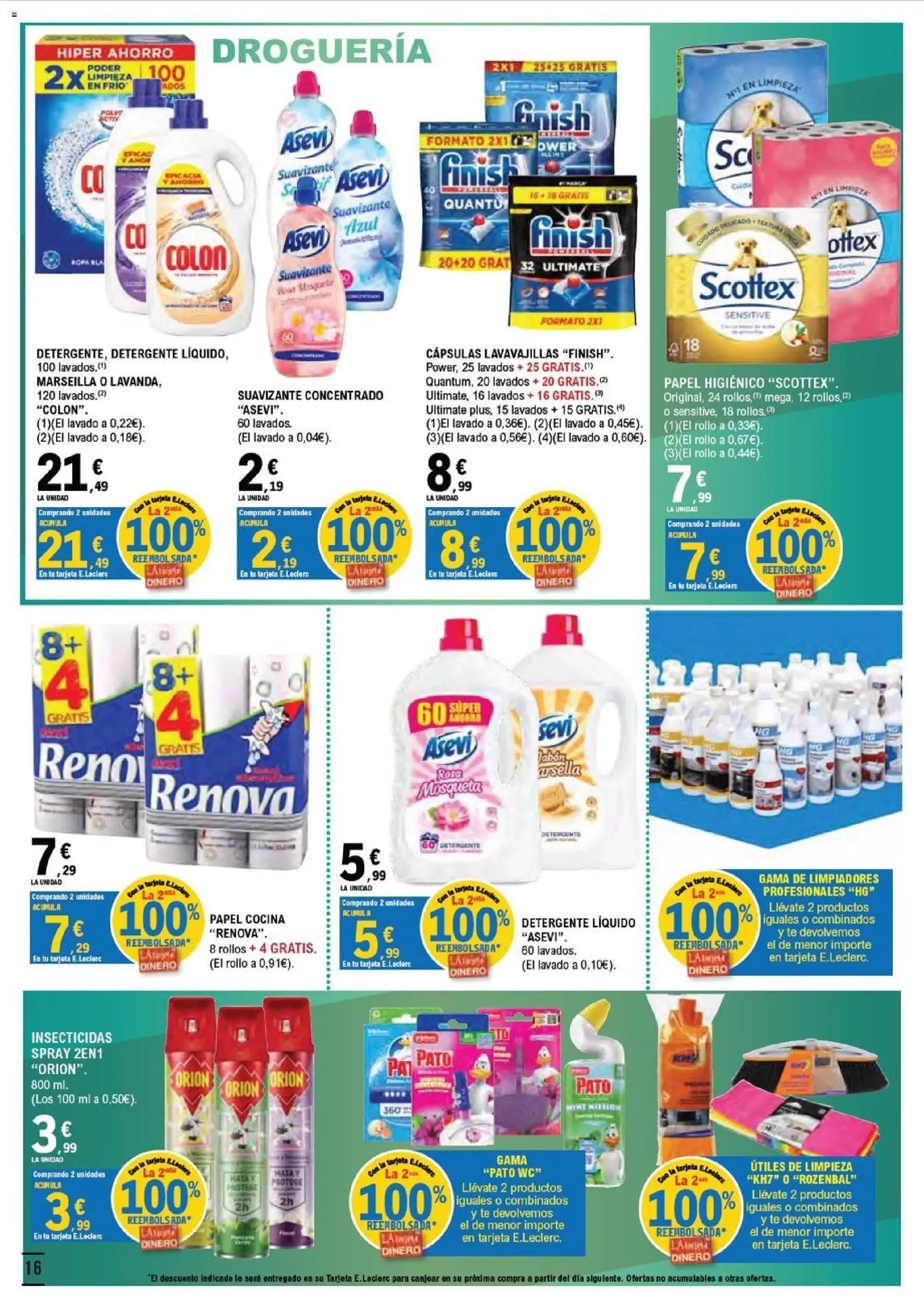 E.Leclerc folleto Salamanca │ válido desde el 05/08/2026 | Página: 16 | Productos: Detergente, Papel higienico, Té, Lavavajillas