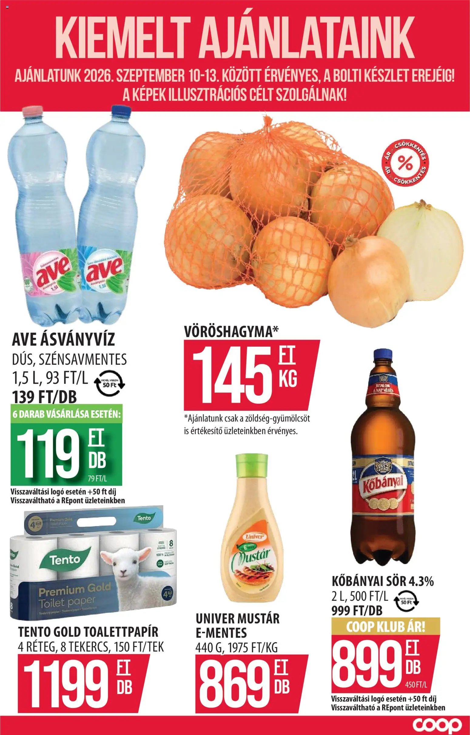 COOP Szolnok akciós ujság - amely érvényes a következő dátumtól: 2026.09.10. | Oldal: 4 | Termékek: Toalettpapír, Univer, Sör, Mustár