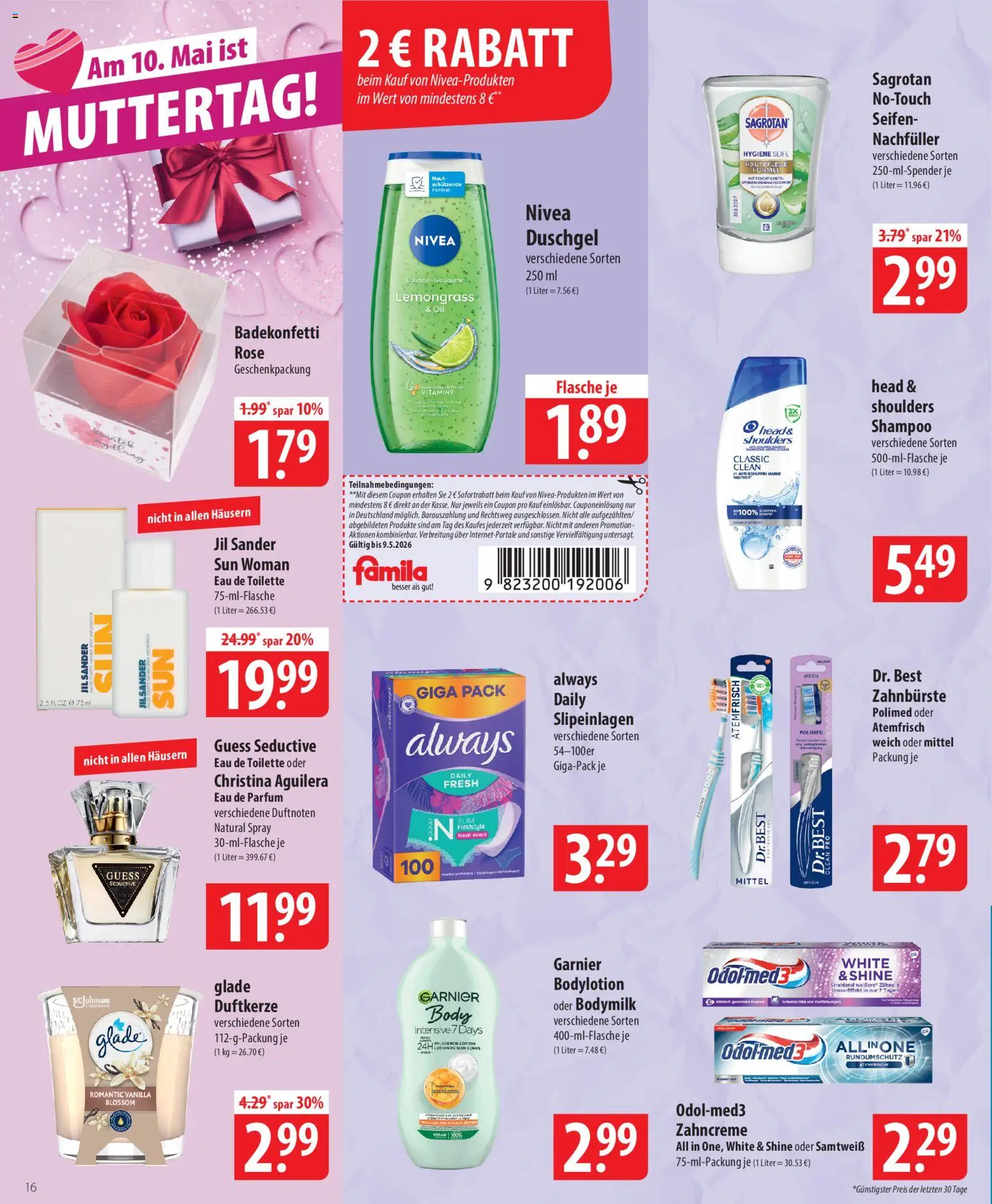 Famila Prospekt 	 – gültig ab 04.05.2026 | Seite: 16 | Produkte: Parfüm, Eau de Toilette, Shampoo, Duschgel