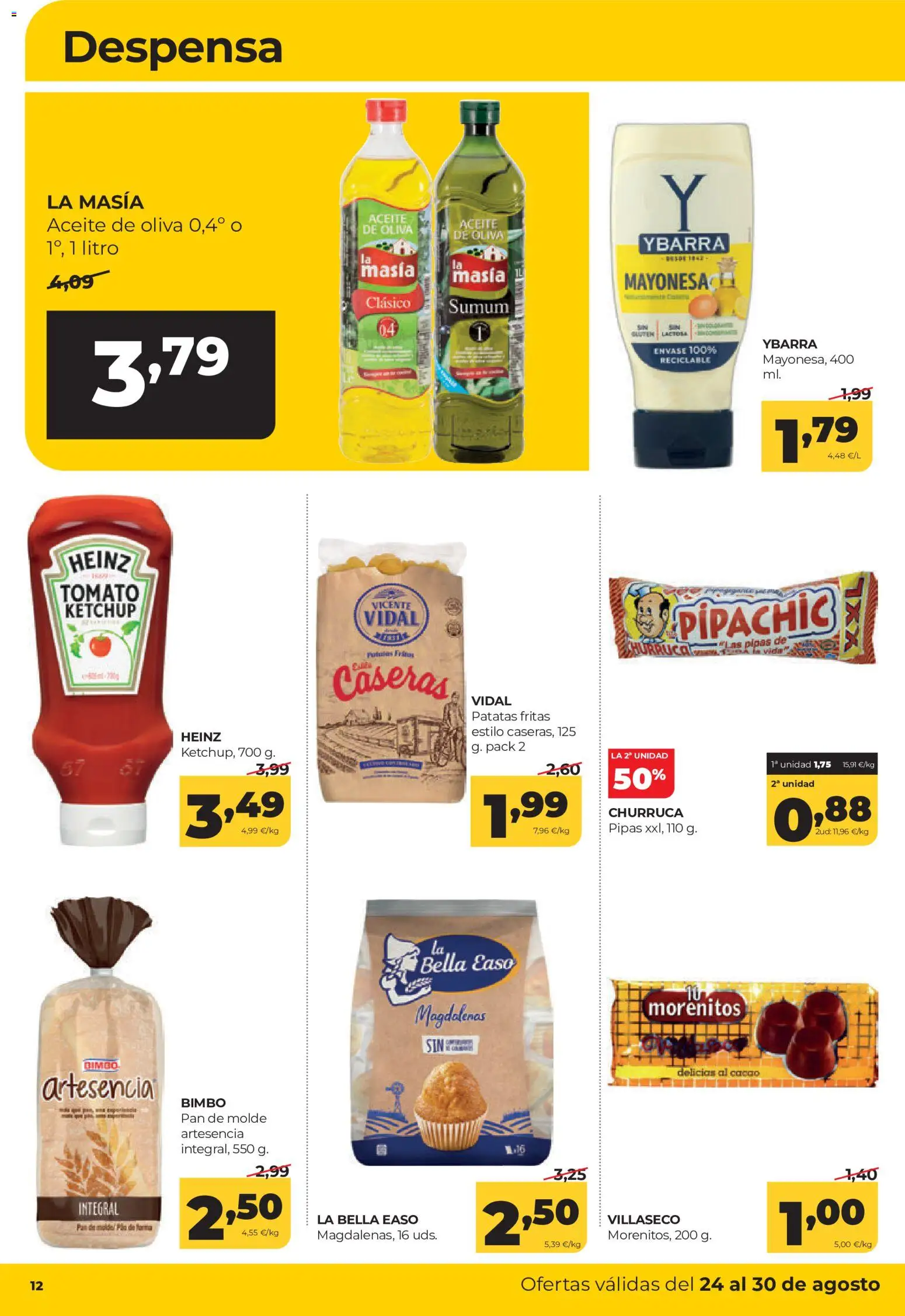 Alimerka folleto │ válido desde el 24/08/2026 | Página: 12 | Productos: Kétchup, Pan de molde, Patatas, Cacao