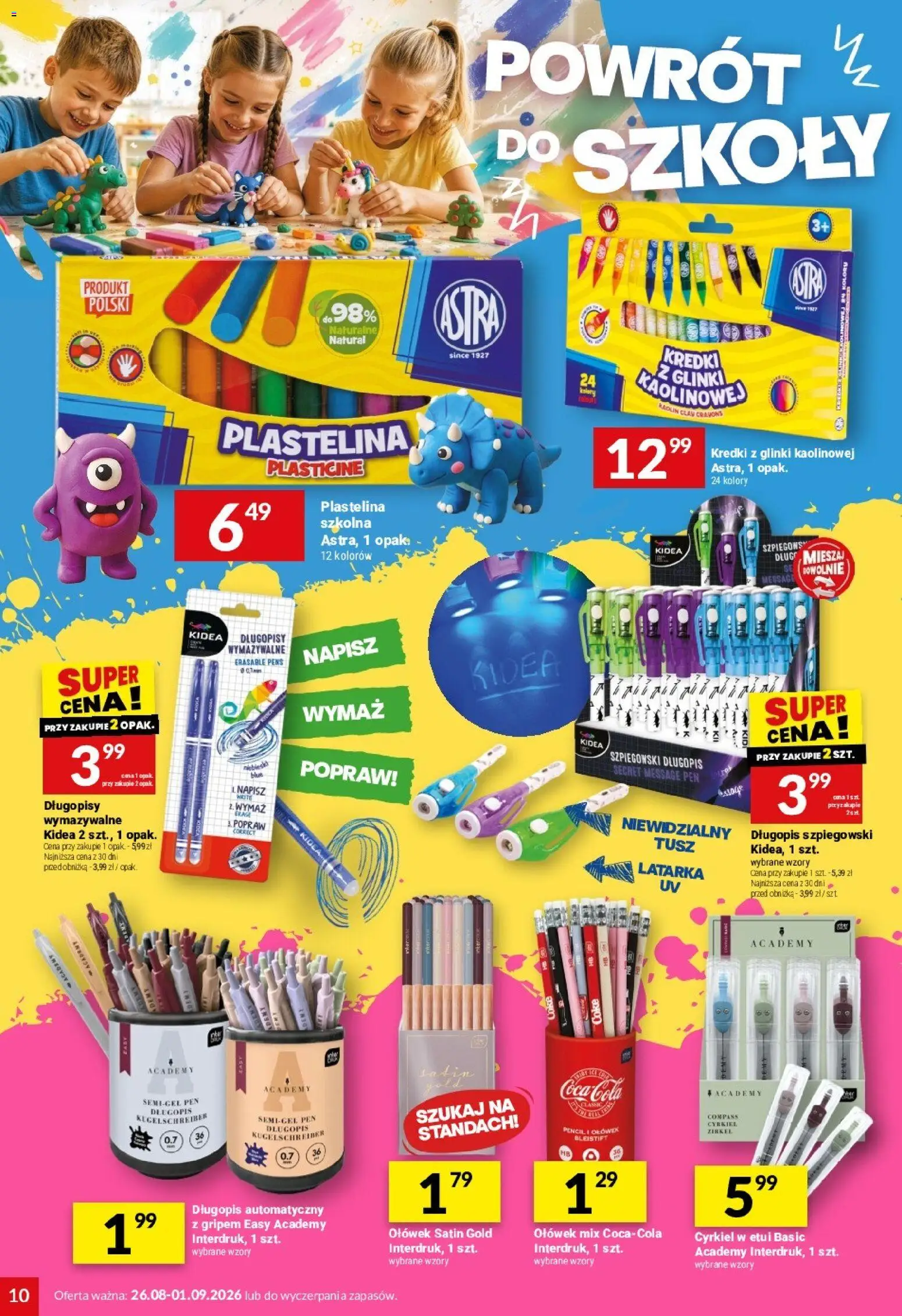 Twój Market gazetka od 26.08.2026 | Strona: 10 | Produkty: Plastelina, Kredki, Długopisy