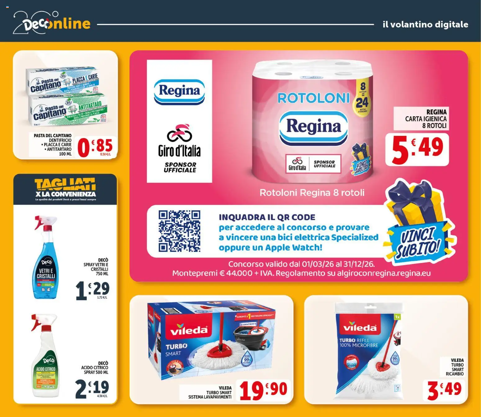 Volantino Decò del 20.05.2026 | Pagina: 36 | Prodotti: Carta igienica, Pasta, Bici elettrica, Apple Watch