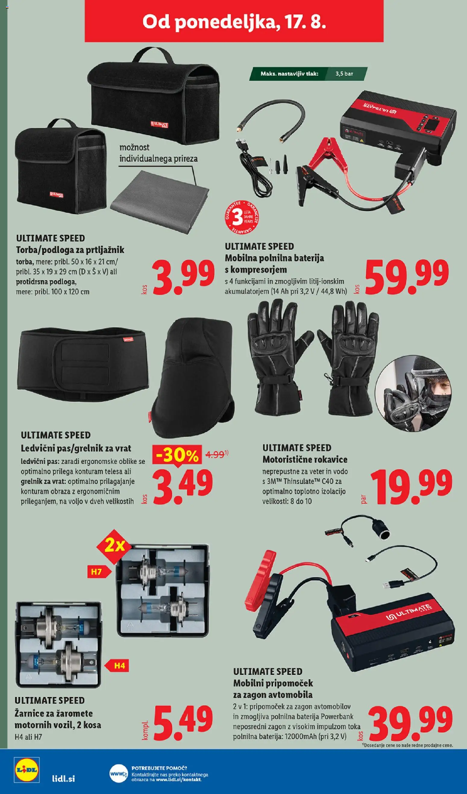 Novi Lidl katalog ponudbe – veljaven od 13.08.2026 | Stran: 58 | Izdelki: Baterija, Žarnice, Rokavice, Pas