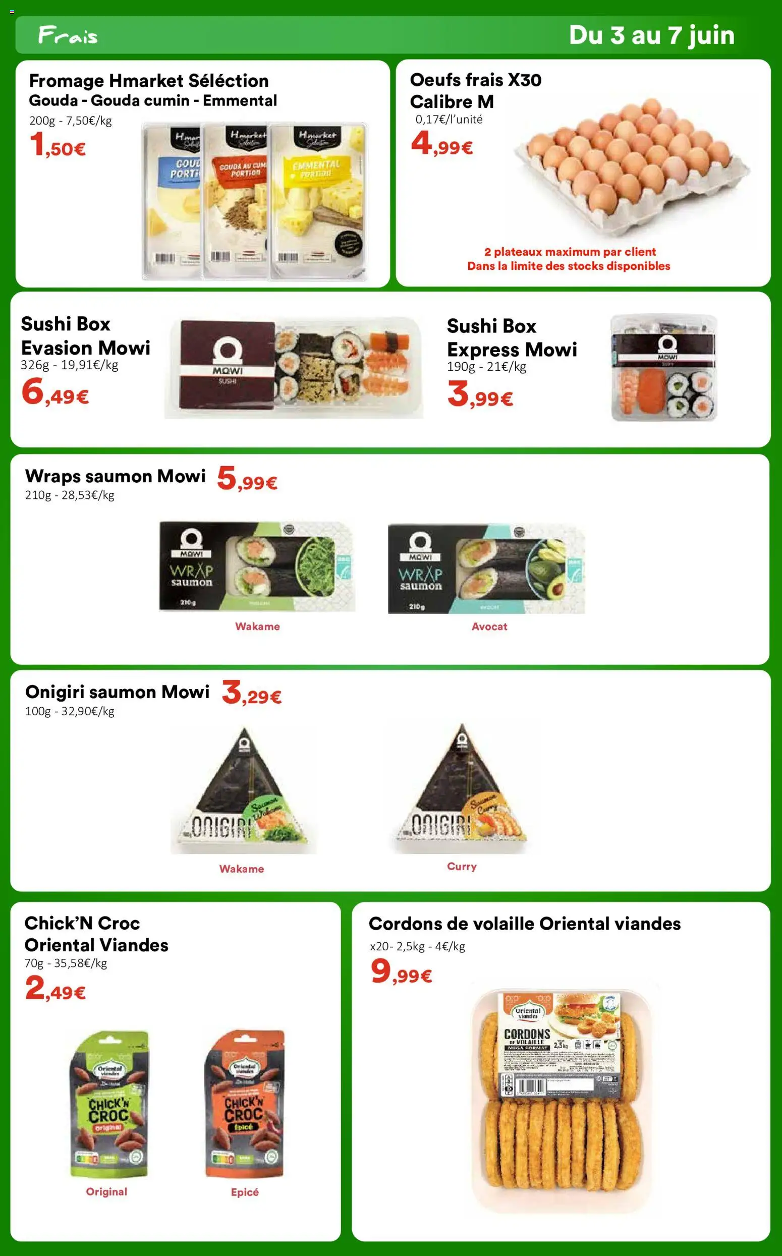 {H1} | Page: 2 | Produits: Sushi box, Volaille, Emmental, Fromage