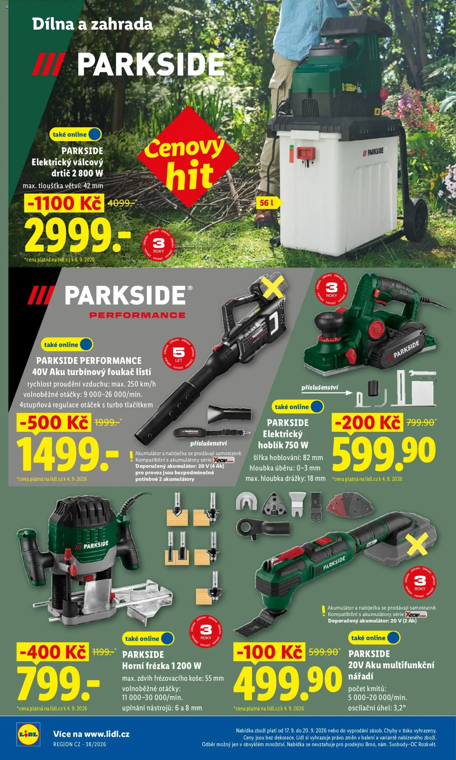 Lidl leták od 17.09.2026 | Strana: 30 | Produkty: Parkside, Zahrada, Horní frézka, Nářadí