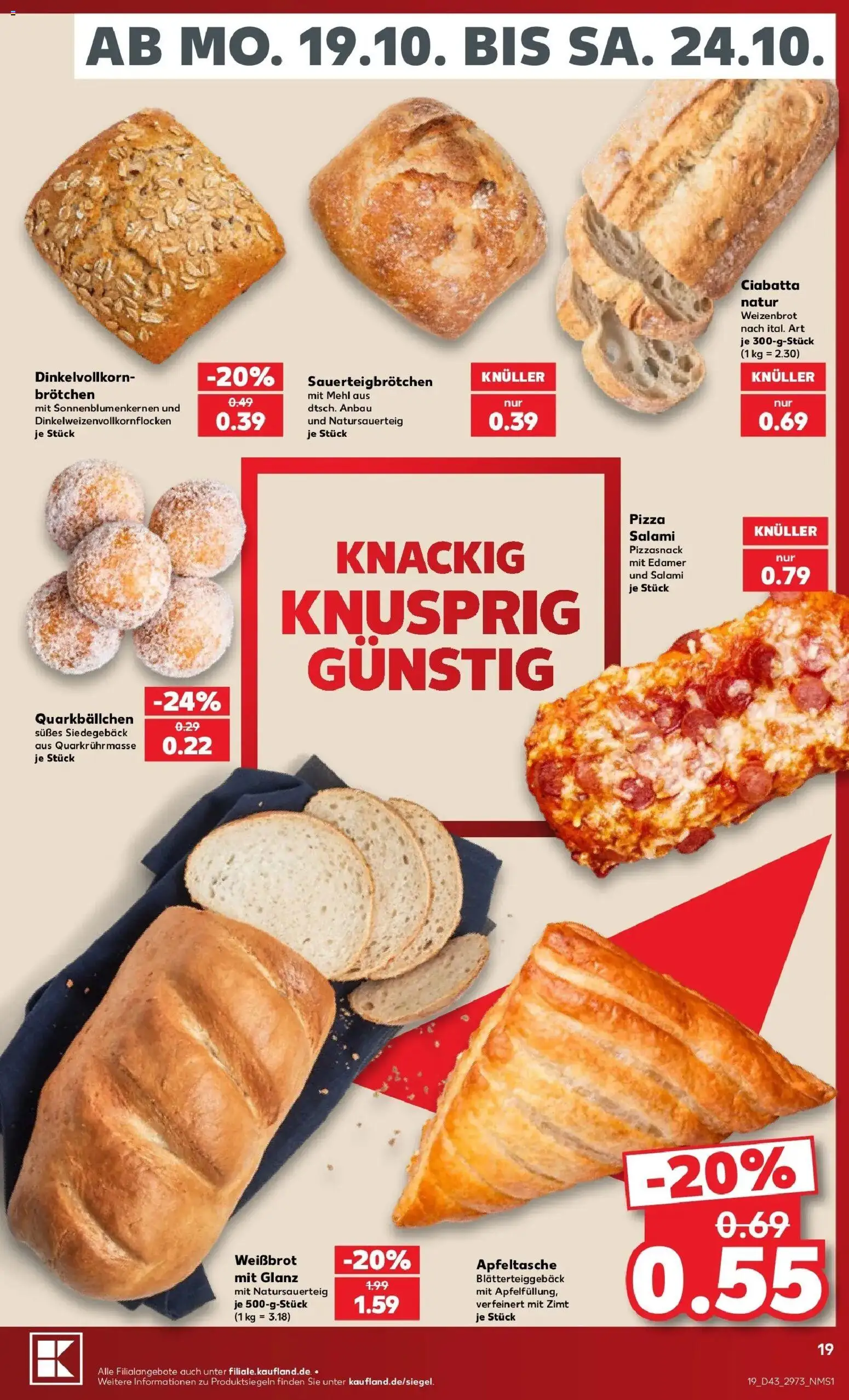 Prospekt Kaufland ab 19.10.2026 » Angebote Online zum Blättern | Seite: 23 | Produkte: Mehl, Edamer, Salami, Pizza
