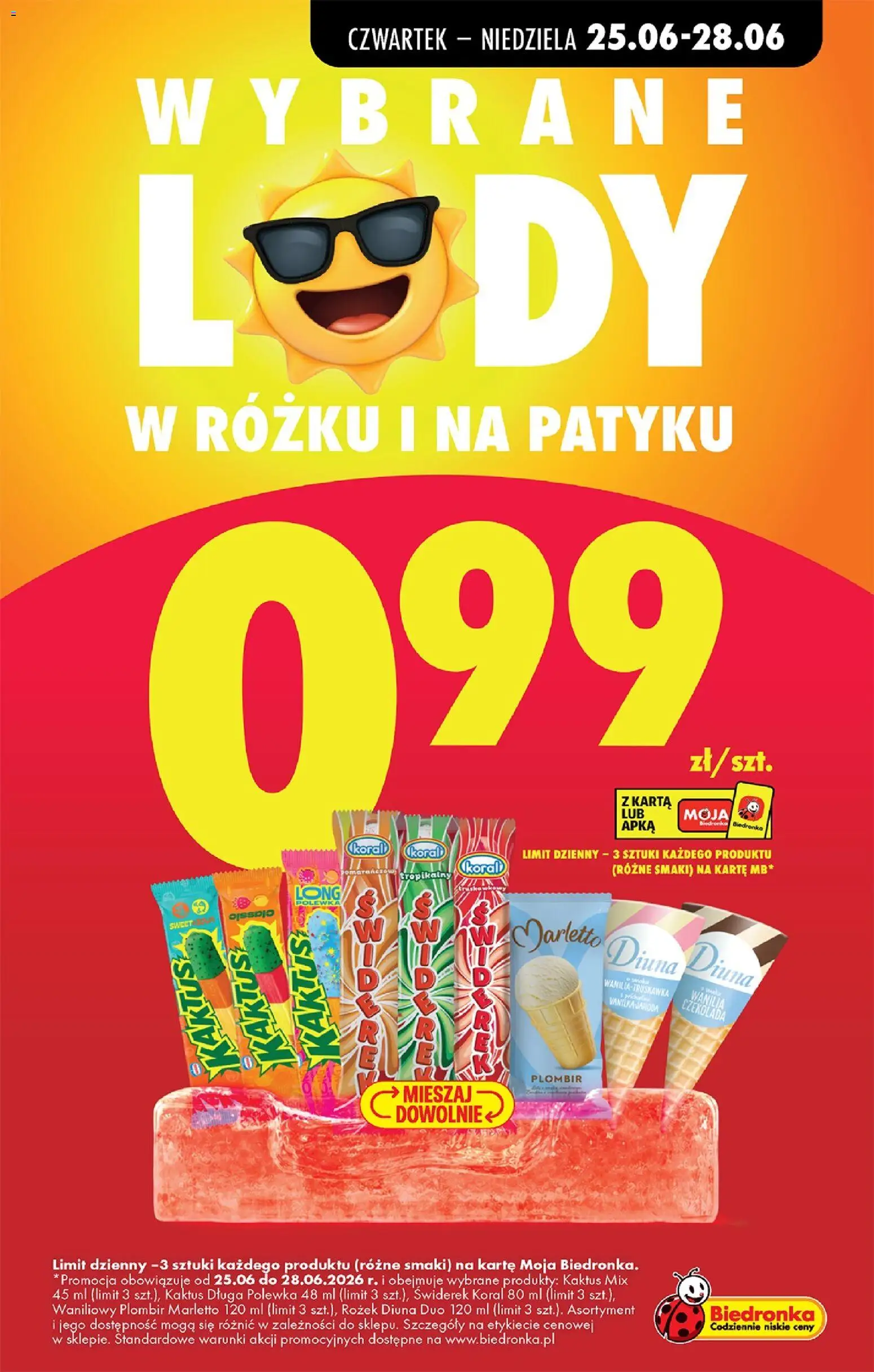 Biedronka gazetka od czwartku od 25.06.2026 | Strona: 19 | Produkty: Karta, Lody na patyku, Czekolada, Lody