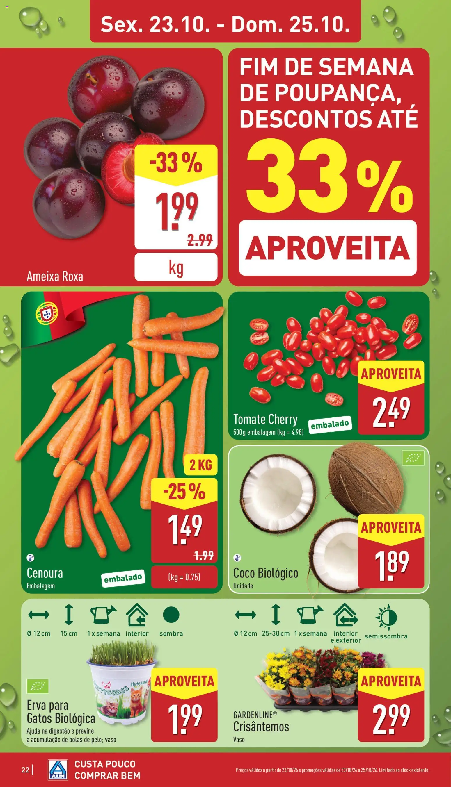 Aldi folheto │ válido de 24/10/2026 | Página: 22 | Produtos: Tomate, Cenoura, Coco, Tomate cherry