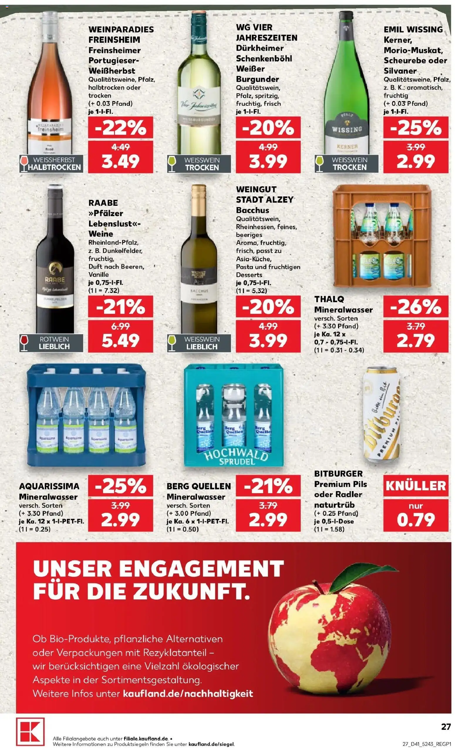 Prospekt Kaufland ab 08.10.2026 » Angebote Online zum Blättern | Seite: 27 | Produkte: Bitburger, Pils, Vanille, Radler