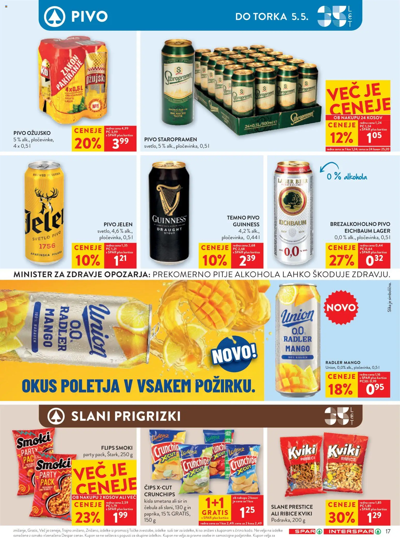 Novi Spar katalog ponudbe – veljaven od 29.04.2026 | Stran: 21 | Izdelki: Radler, Sir, Cips, Mango