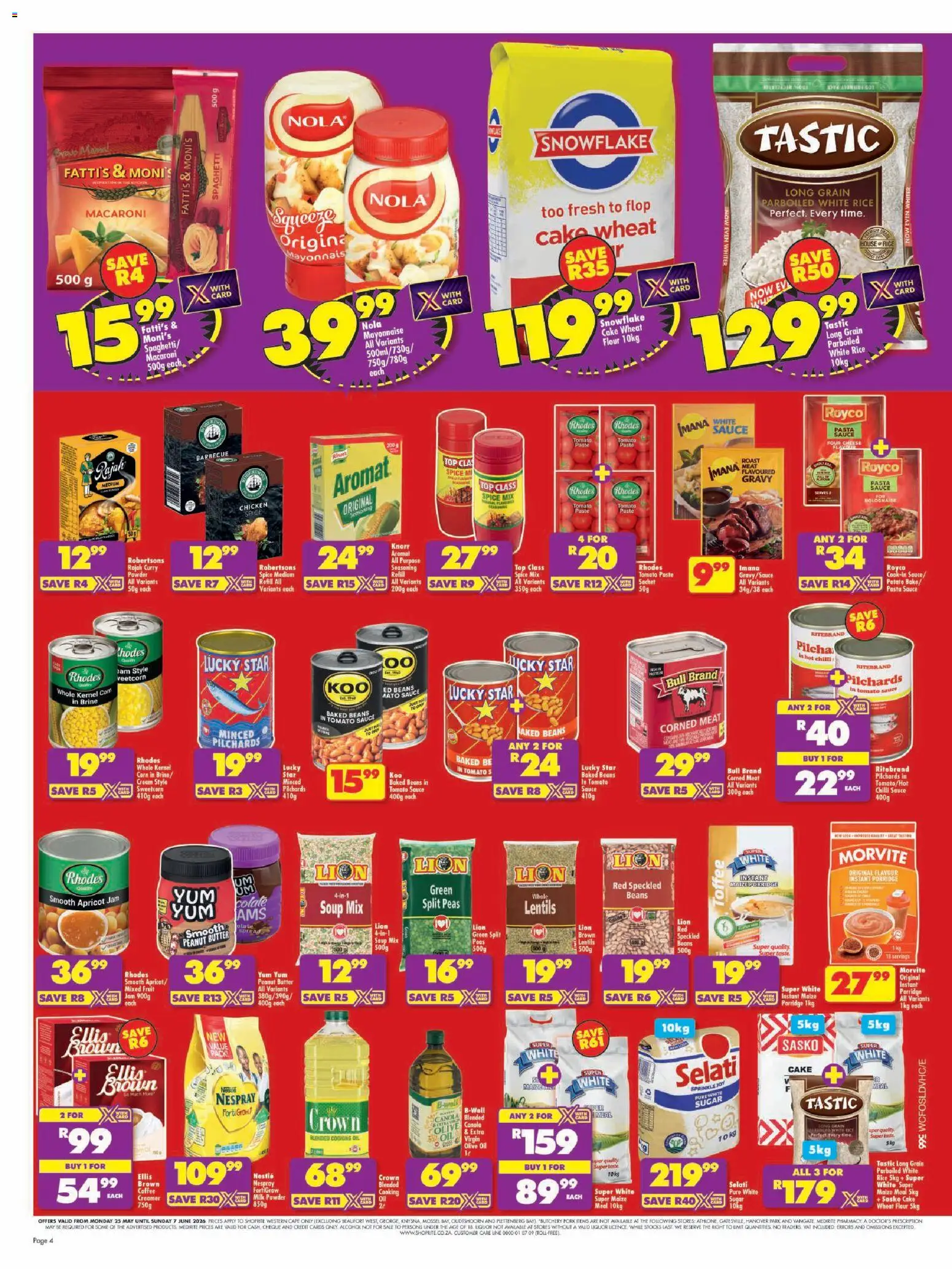 New Shoprite catalogue – valid from 25.05.2026 | Page: 4 | Products: Maize meal, Cream, Soup, Aromat
