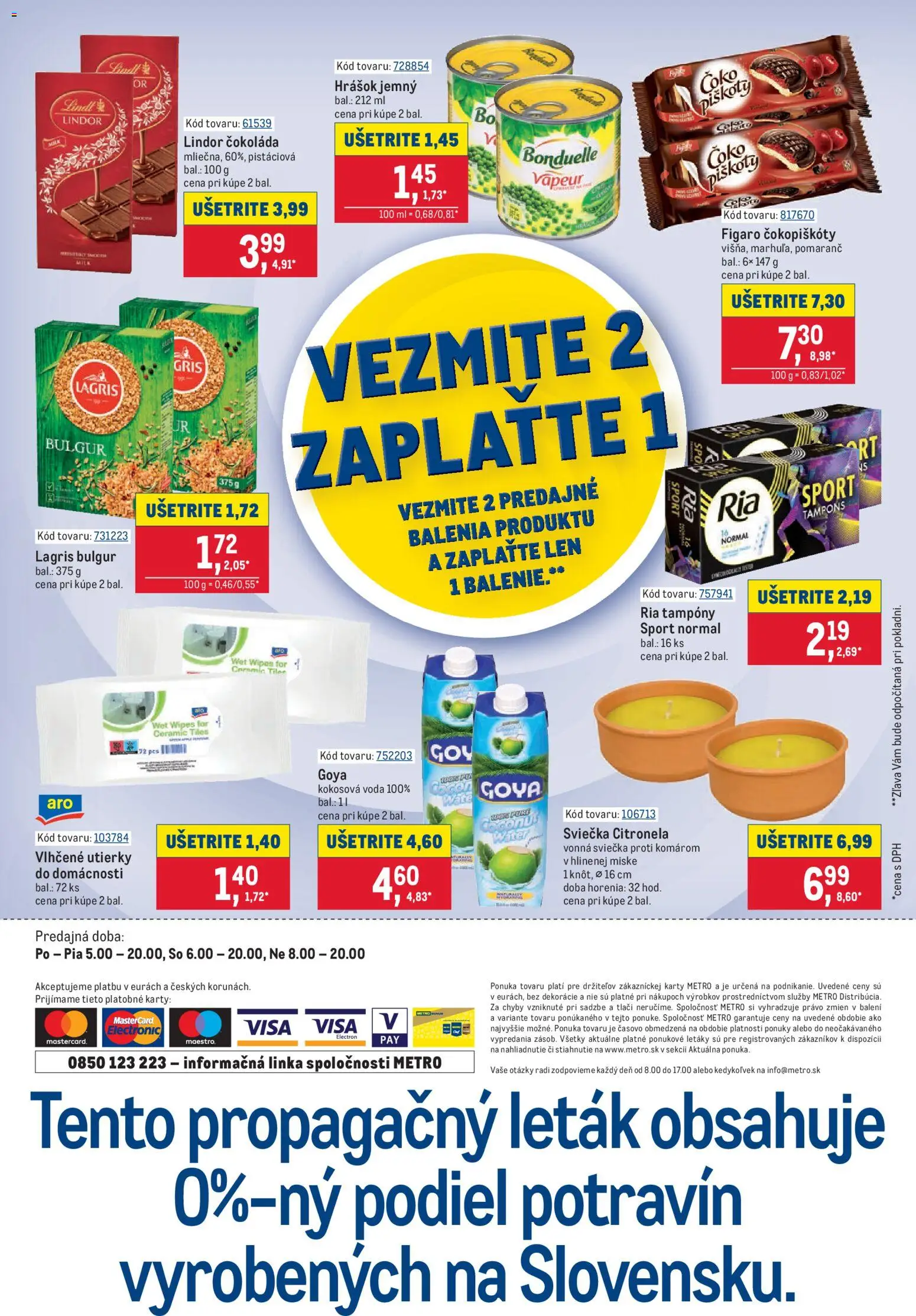 Nové Metro akcie – leták je platný od 29.07.2026 | Strana: 2 | Produkty: Lindor, Hrášok, Čokoláda, Voda