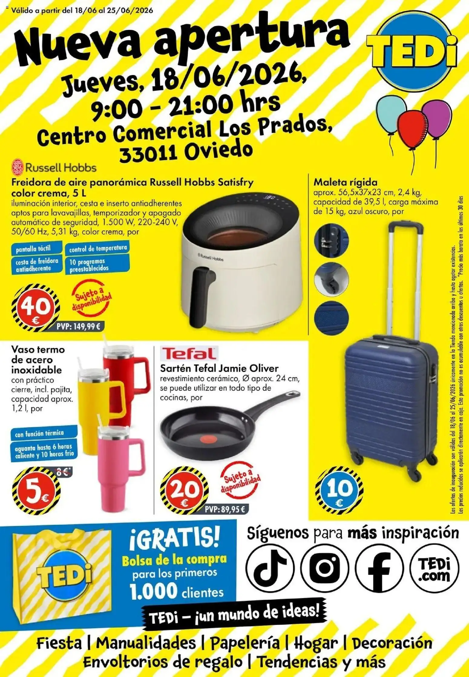 TEDi folleto │ válido desde el 18.06.2026 | Página: 1 | Productos: Bolsa, Freidora, Galette de chaise, Cesta