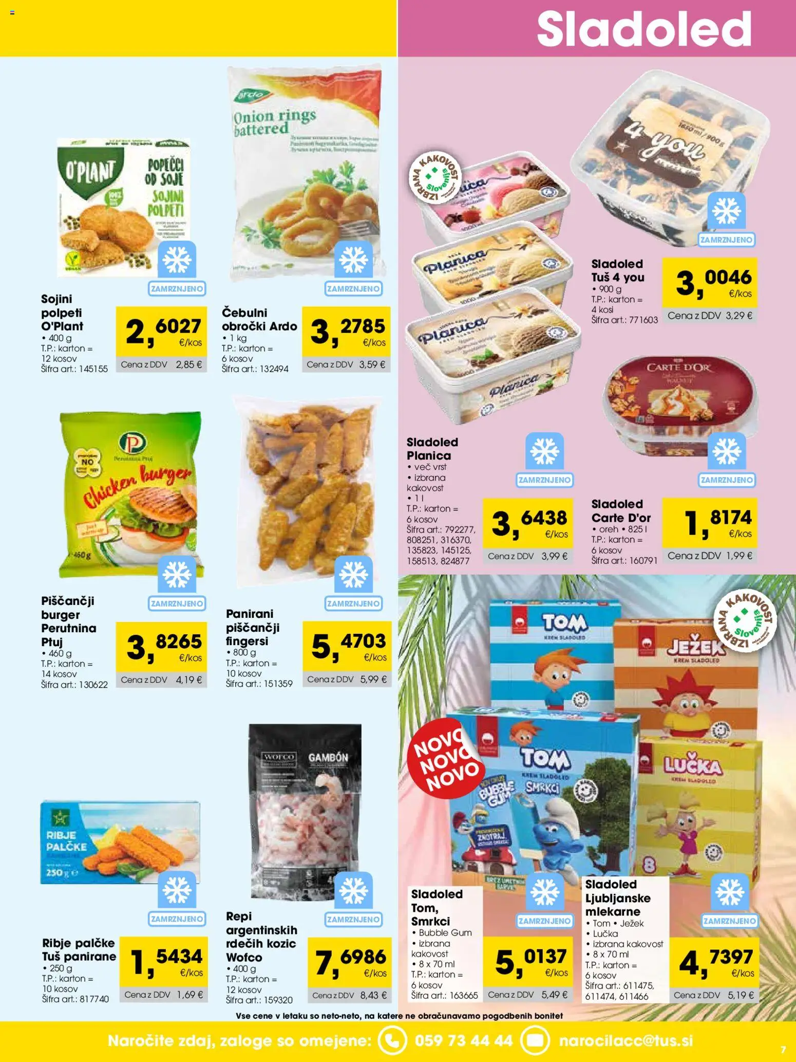 Novi Tuš katalog ponudbe – veljaven od 01.05.2026 | Stran: 7 | Izdelki: Sladoled