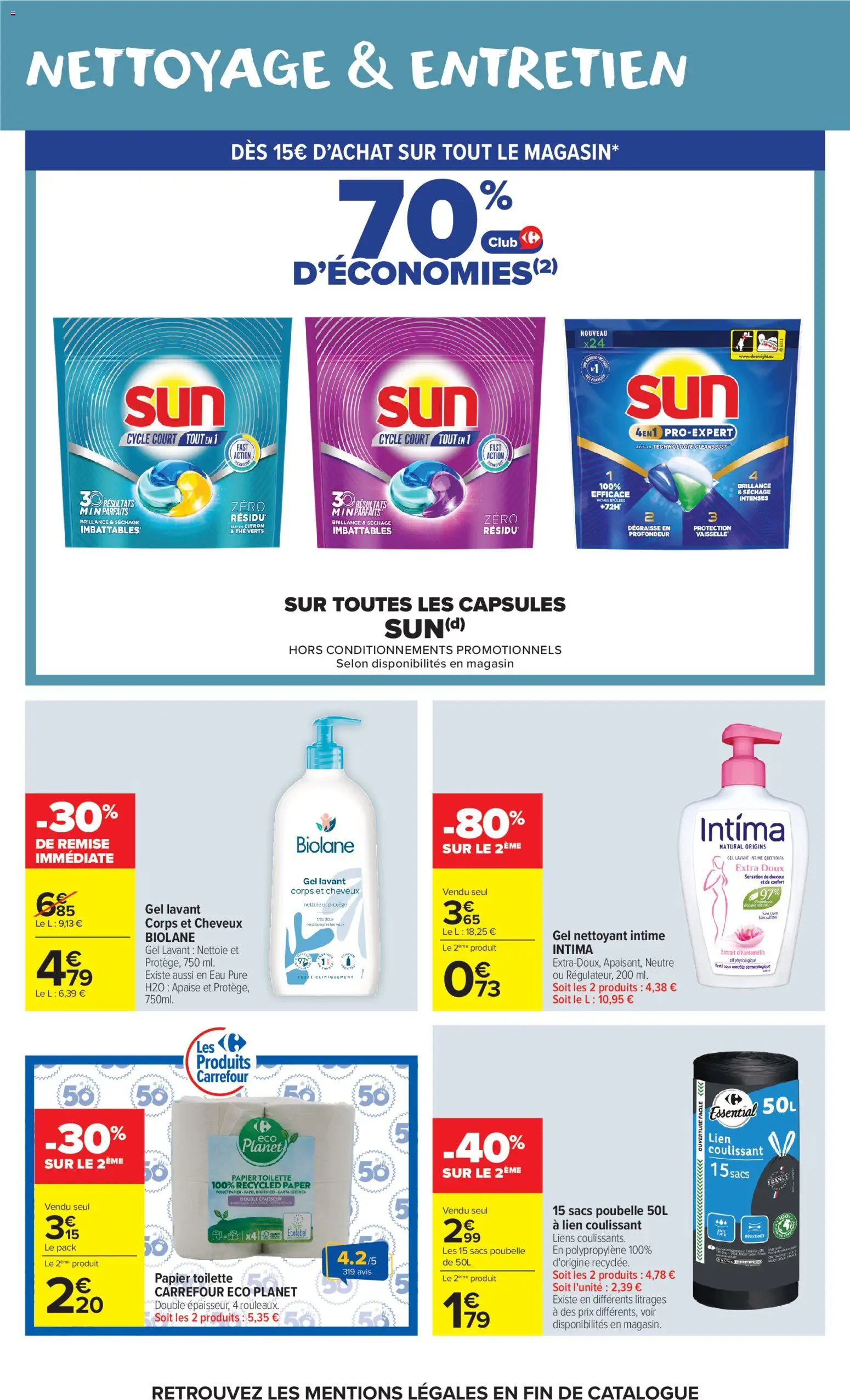 {H1} | Page: 13 | Produits: Papier toilette, Capsules, Poubelle 50l, Thé