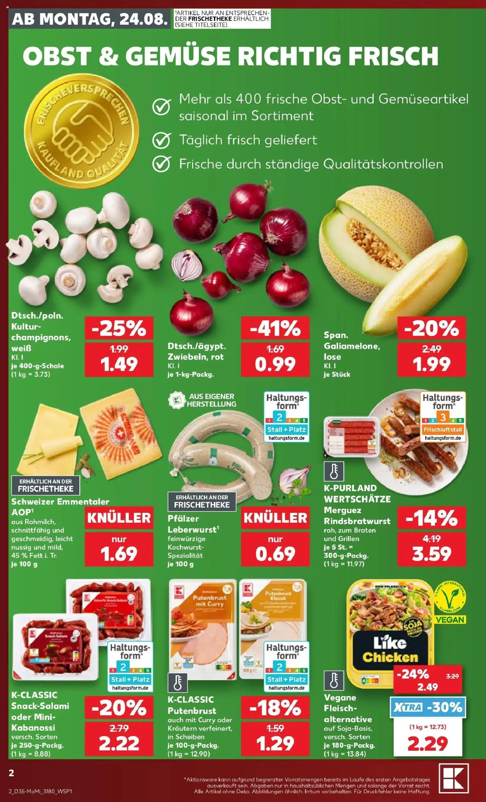 Prospekt Kaufland ab 24.08.2026 » Angebote Online zum Blättern | Seite: 2 | Produkte: Putenbrust, Gemüse, Obst, Fleisch