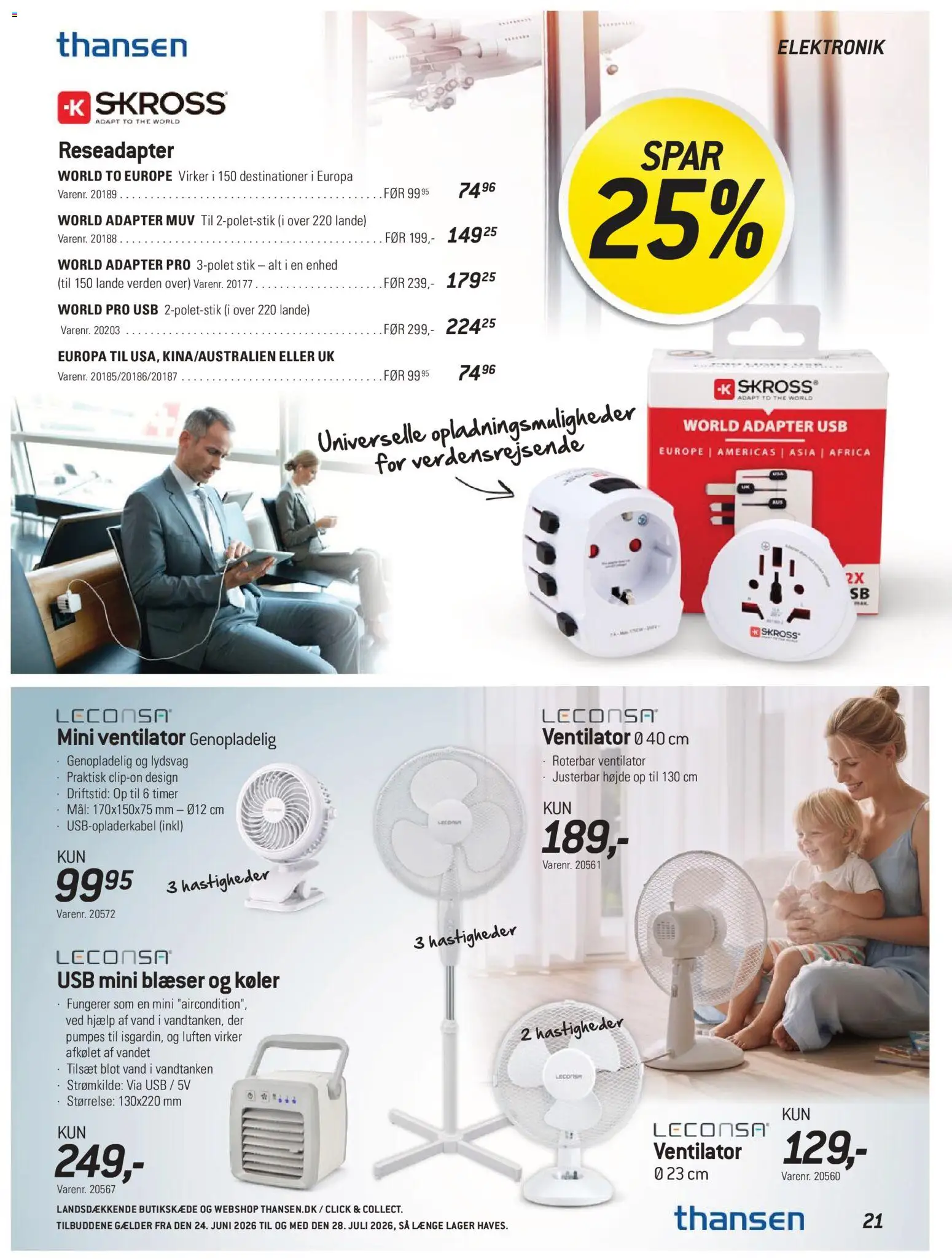 Thansen tilbudsavis – gyldig fra 24/06/2026 | Side: 21 | Produkter: Stik, USB, Ventilator, Søm